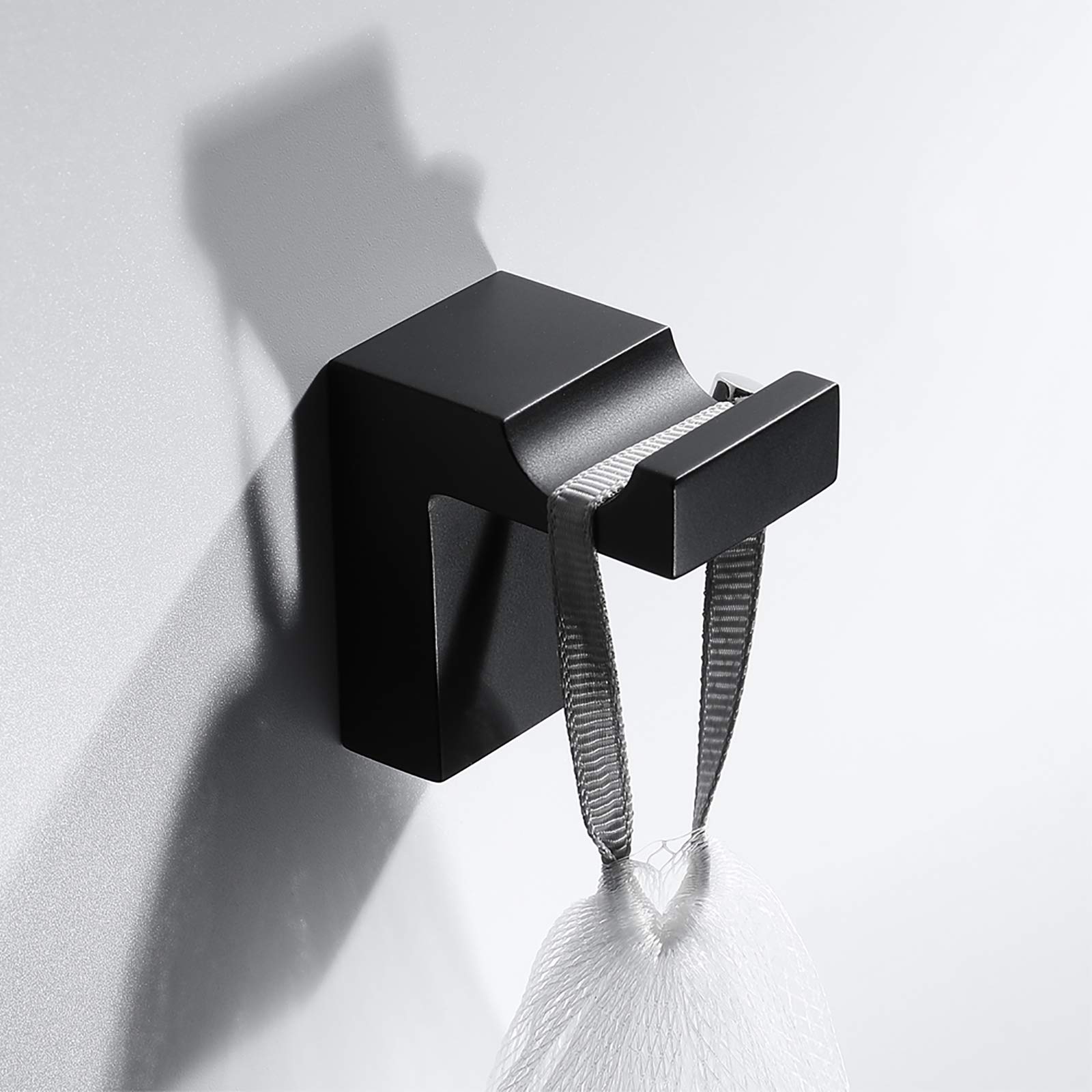 Handtuchhaken Schwarz Kleiderhaken Wandhaken Hakenleiste Messing Mantelhaken, Garderobenhaken für Küche, Büro, Bad, Schraube Installation,4 Hooks