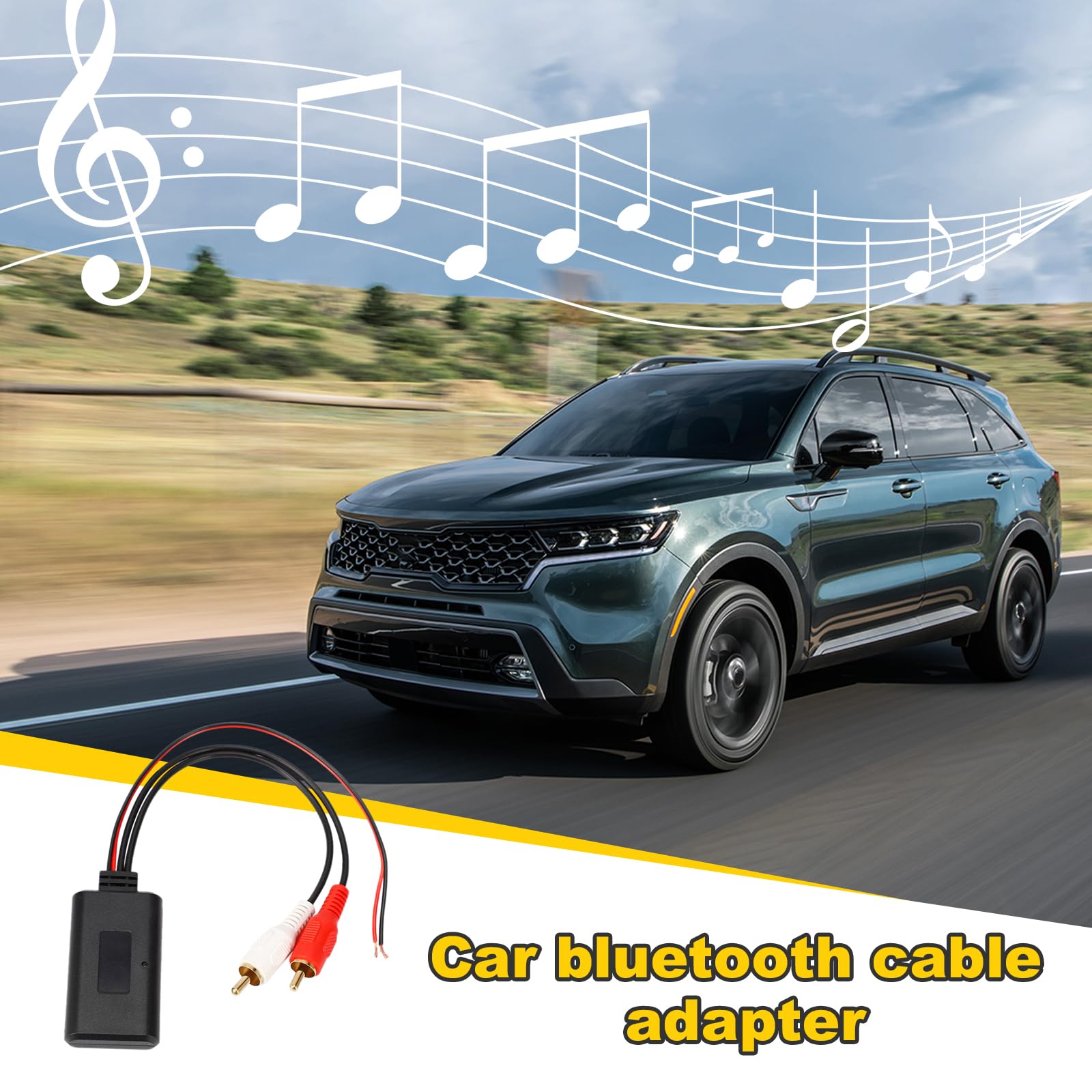Dickno Auto Wireless Bluetooth Kabel Adapter, Universal Automotive Wireless Radio Stereo Stecker mit 2 RCA AUX Audio, Auto Bluetooth 5.0 Modul Musikempfänger passend für die meisten Fahrzeuge