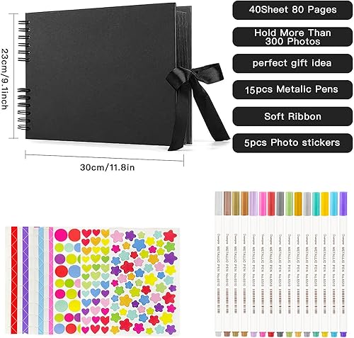 Miniatura 2 de EVNEED Álbum de fotos de 11.5 x 8.5 pulgadas, libro de invitados de boda, aniversario, álbum de recortes, álbum de fotos de boda con kit de