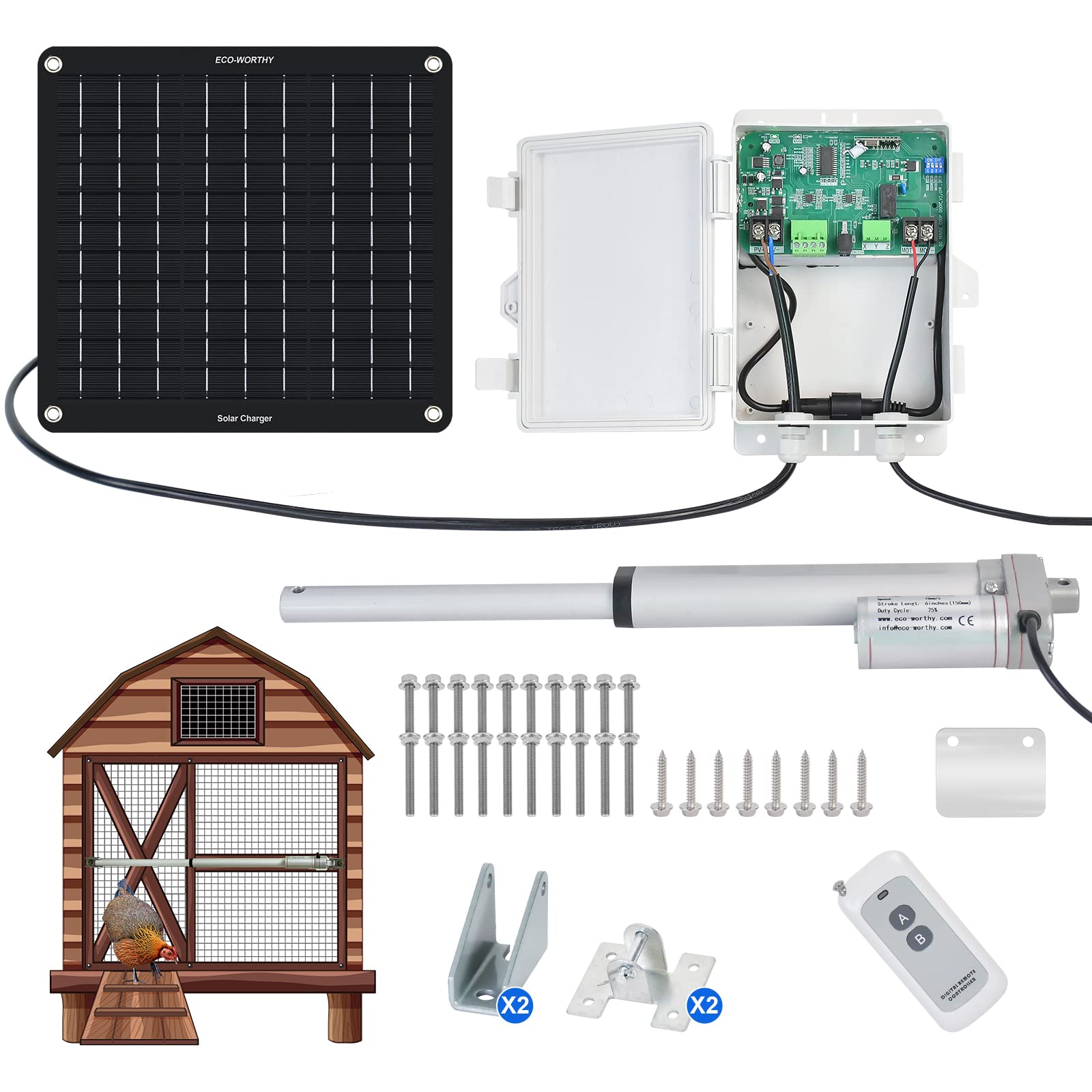 Buy Automatic Chicken Coop Door Opener Powered by Solar Panel and Built