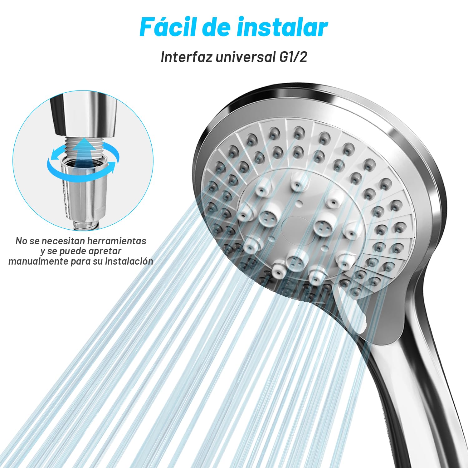 Ducha De Mano De 3 Funciones, Nuevo Cabezal De Ducha Mate Galvanizado