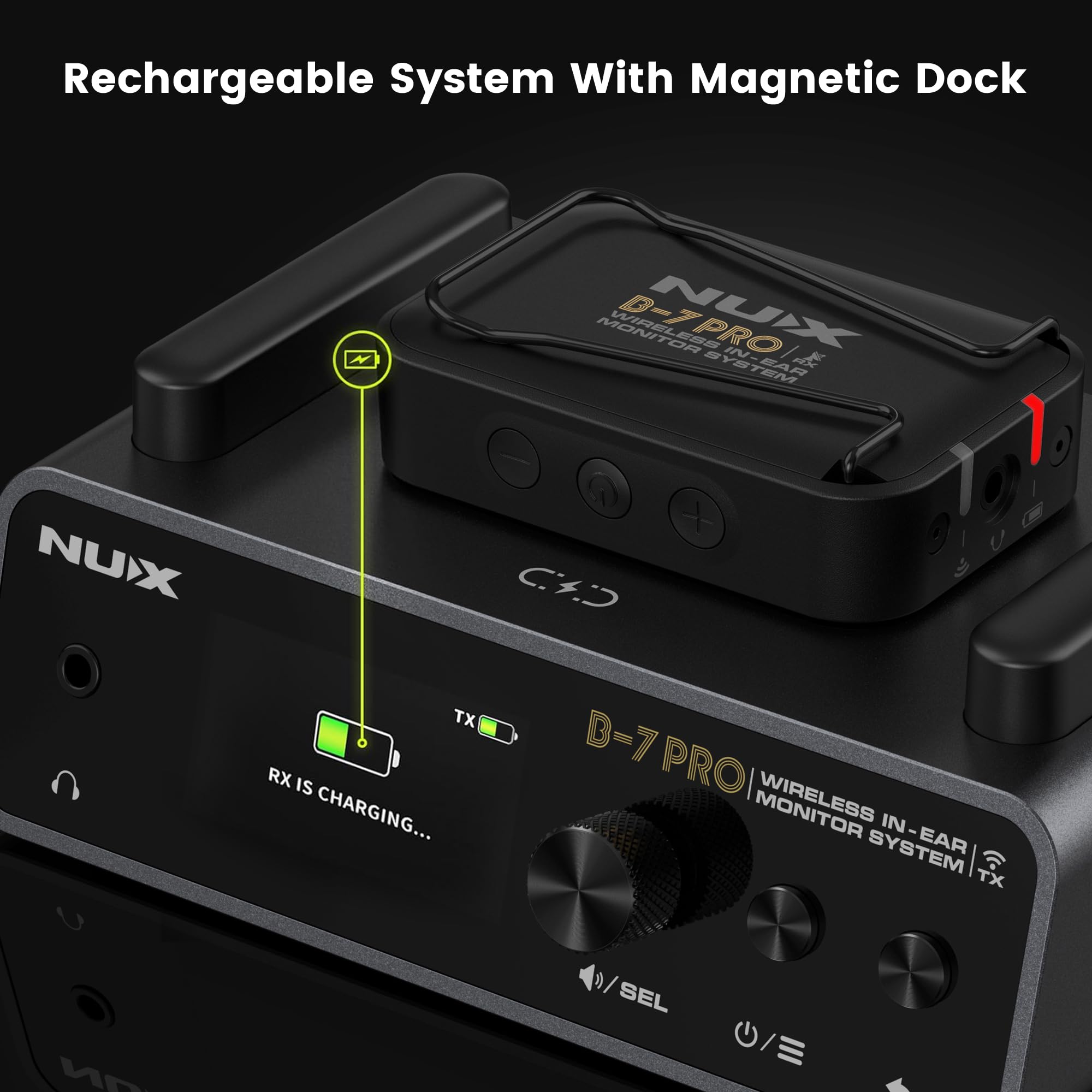 NUX B-7 Pro Stereo Wireless In-Ear Monitor System, 24-Bit 48kHz Stereo Audio, 2,4 GHz störungsfrei, automatische Einrichtung