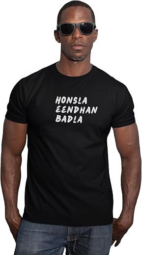 Bollywood Hindi Typography T-Shirt for Men | 180 GSM Bio-Wash Cotton Half Sleeve Tee | Regular Fit Casual Wear 1