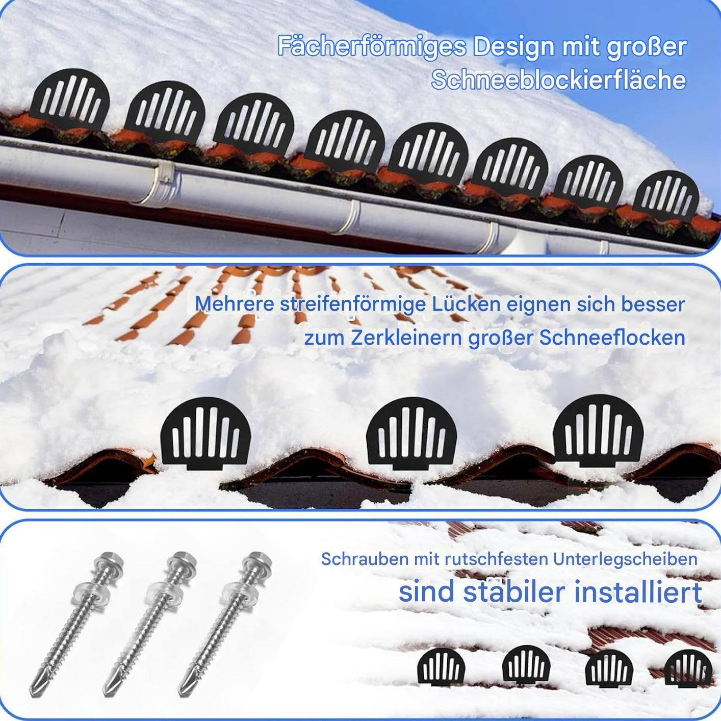 Protectores contra Nieve para Techos Metálicos Protector de y la Parada | Antihielo con juntas para techos metálicos para Techos de Junta Alzada y Suministros Invernales de Nieve