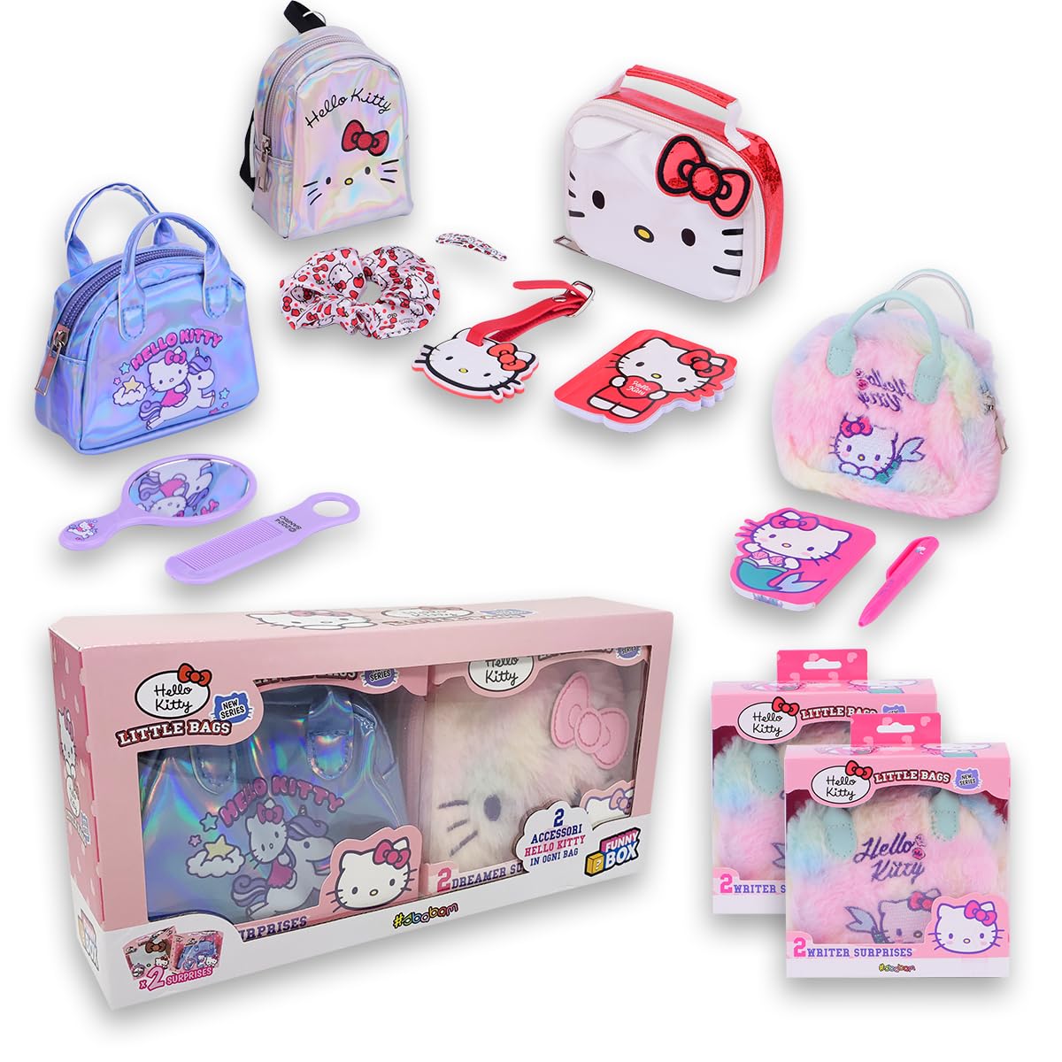 #sbabam Funny Box Hello Kitty Little Bags New Edition, Sac Coloré pour Petite Fille avec Accessoires, Pack 2 pièces, Sac pour Petite Fille avec Hadgets Hello Kitty - Sacs et Jeux pour Enfants +3 Ans