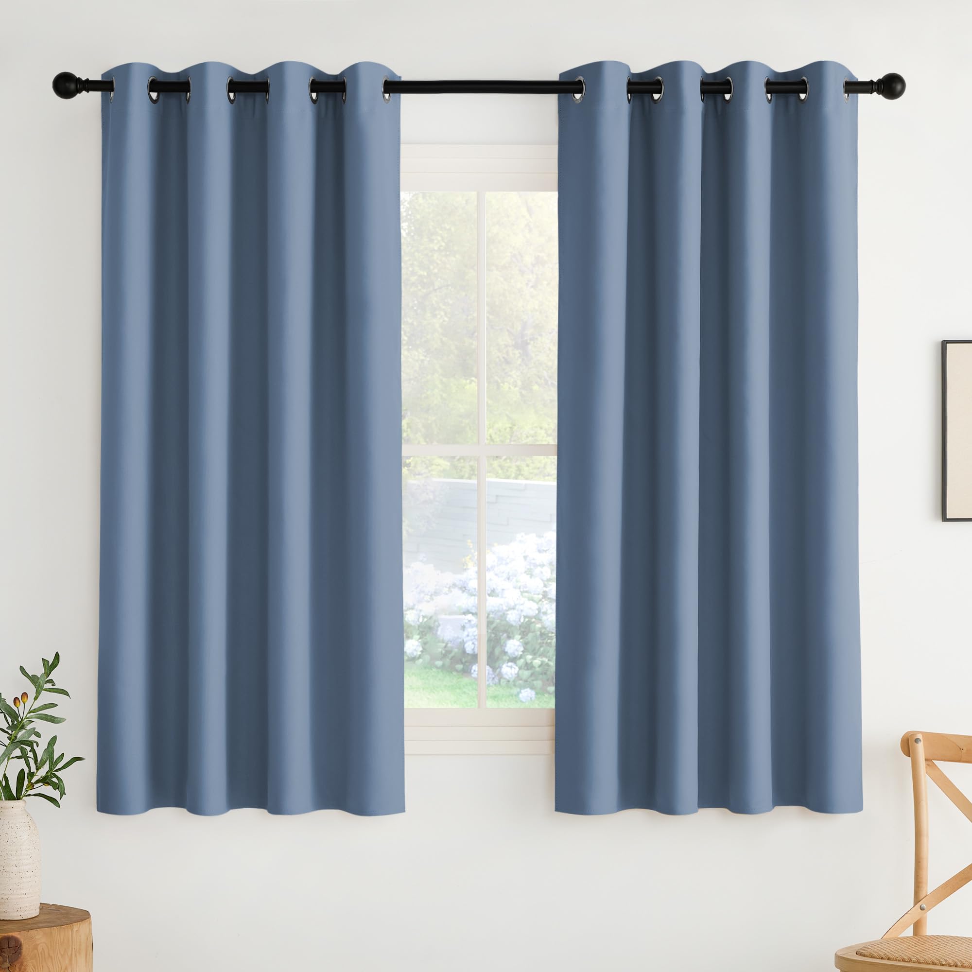 NICETOWN Stone Blue Energy Saving Drapes - Grommet Thermal Insulated Shades for Home Office, Yard, Flat, Bedroom, Hall - Durable, 2 Panels, W52 x L63