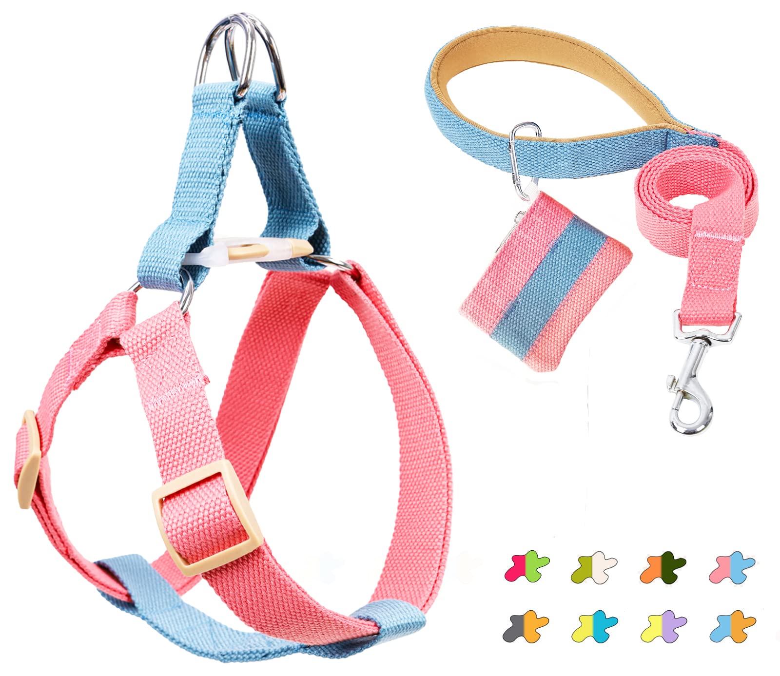 No Pull Hundegeschirr & Leine Set - Step-in Design, Verstellbar, Mit Kotbeutelhalter Für Mittelgroße/große Hunde