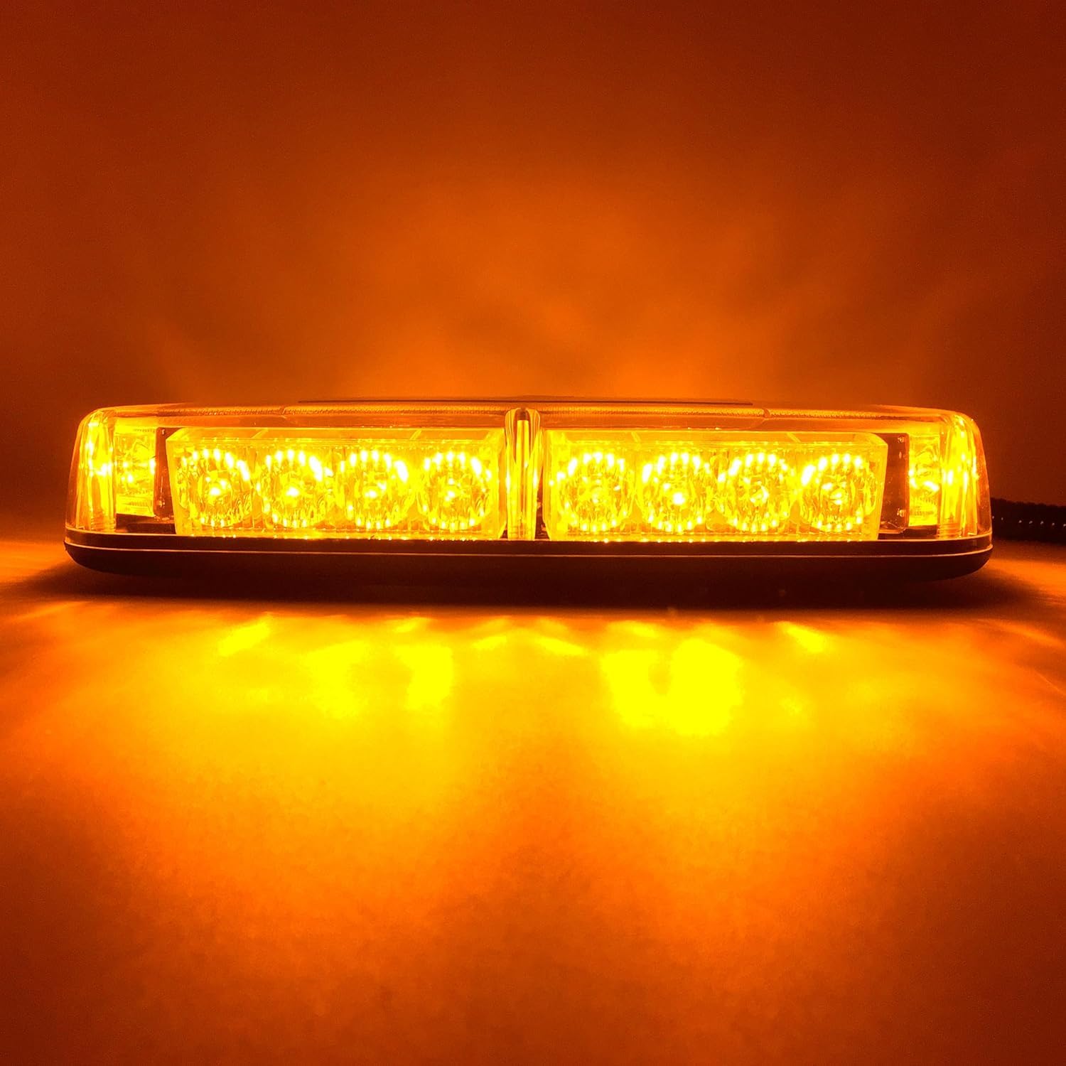 Gyrophare Led Magnétique 24 LED 12V 24W Lumière Orange Stroboscopique Mini Rampe de Toit Barre D'urgence