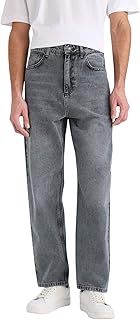 بنطلون جينز فضفاض للرجال من ديفاكتو، لون رمادي، مقاس 36