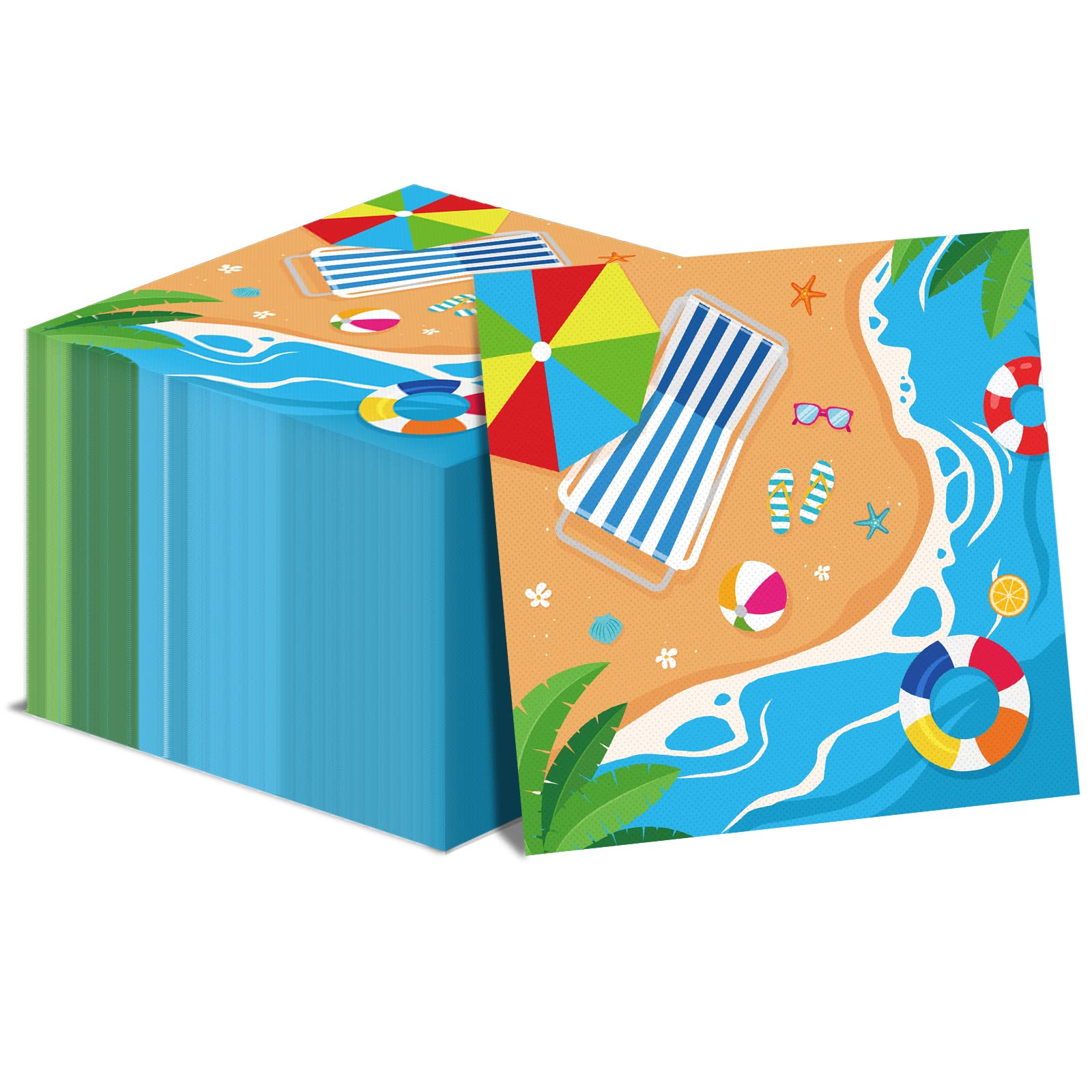 50 Pcs Summer Beach Party Napkins Beach Theme Birthday Disposable Paper Napkins Luncheon Napkins Supplies Decorations Favors for Summer Party