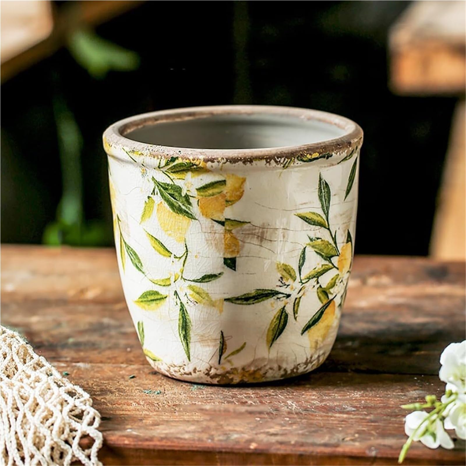 Pots de fleurs en céramique rustique Yofab sans trou style vieilli