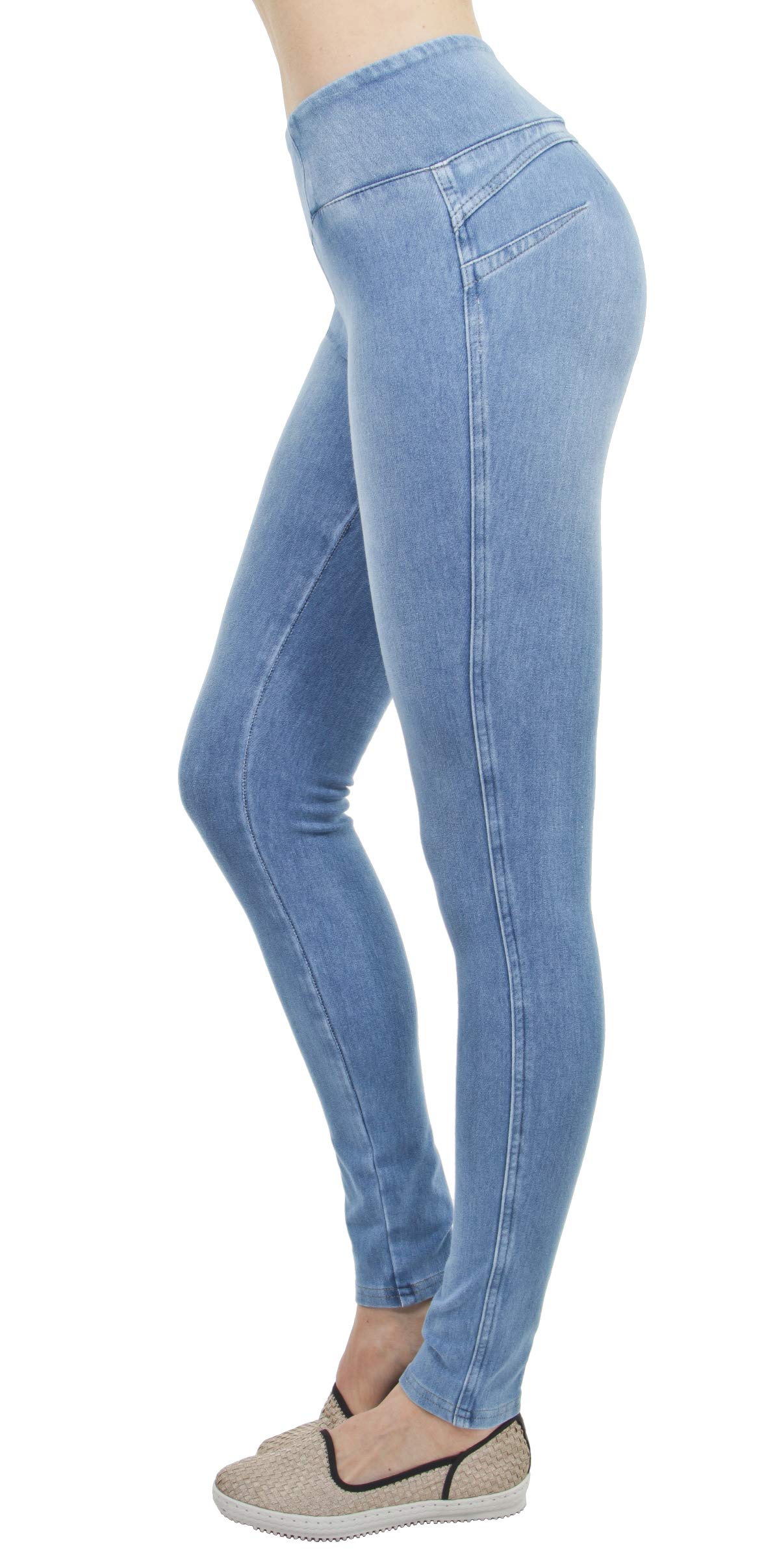 Fashion2LoveShaping Pull On Butt Lift Push Up Yoga Pants Stretch Indigo Denim Skinny Jeans