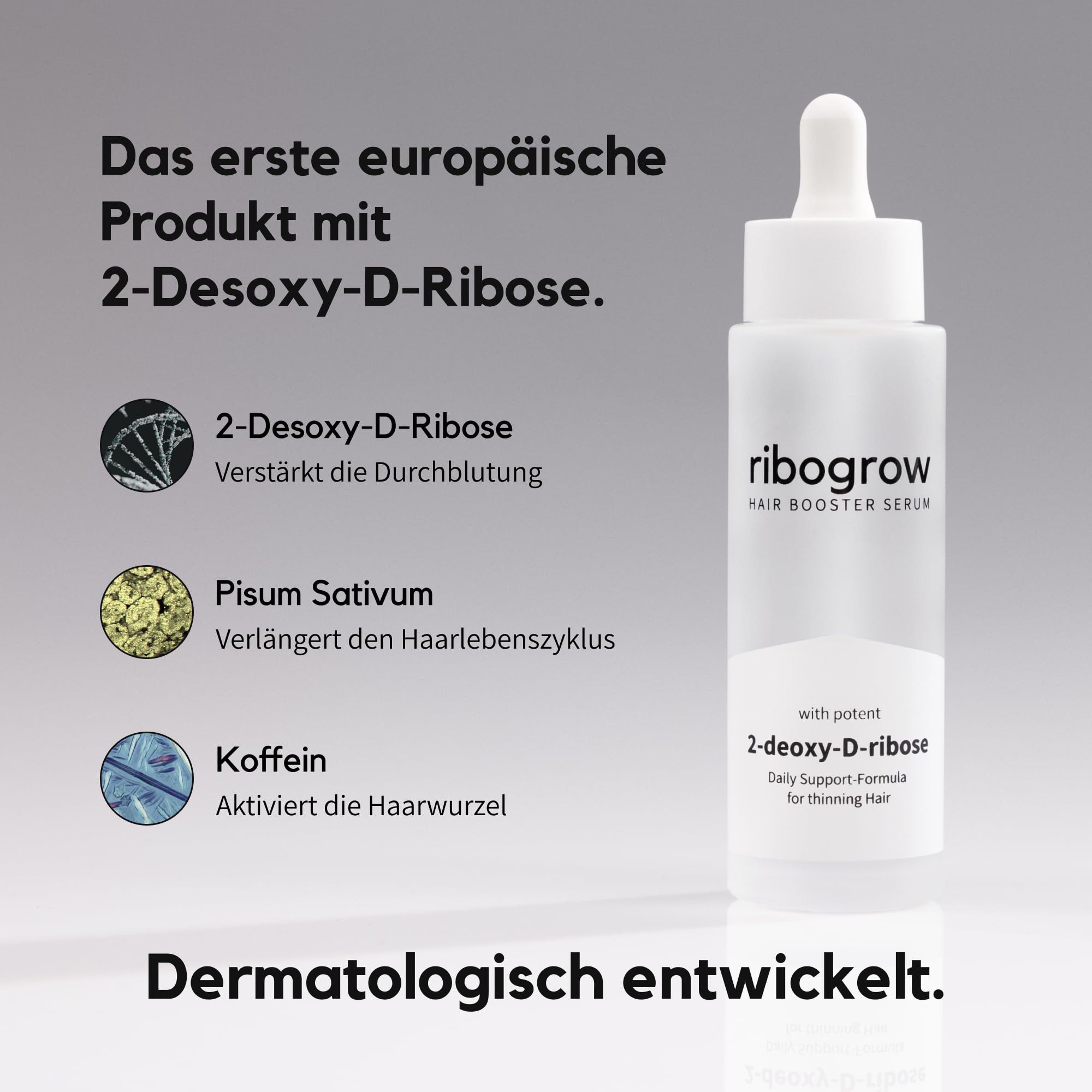 Hair Booster Serum 3x50ml | Haarwachstum Serum 3 Monate mit 2-Desoxy-D-Ribose & Koffein | gegen Haarausfall Frauen & Männer | Pipette | Dermatest Exzellent