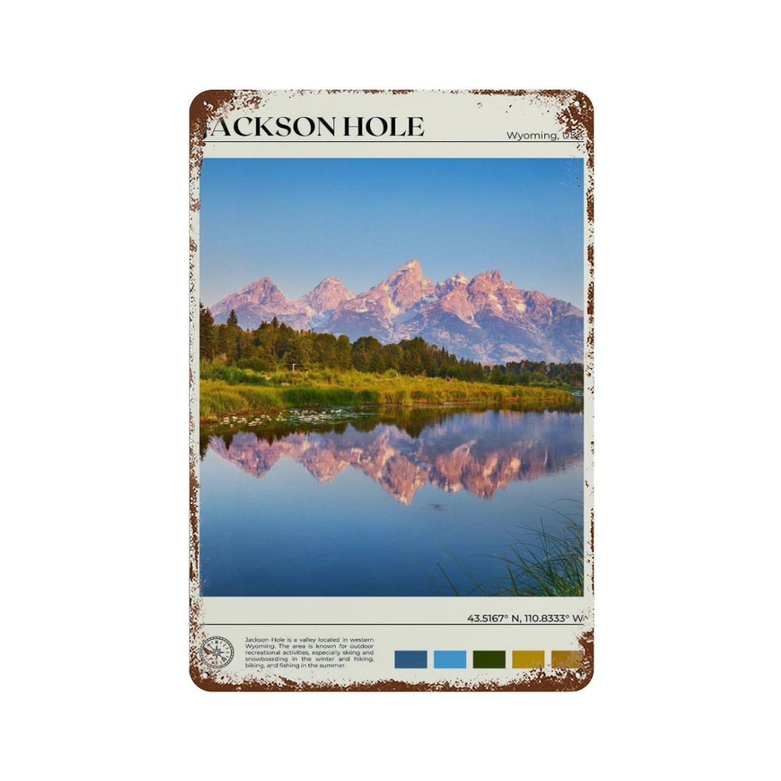xiaoxiaoshen Real Photo Jackson Hole Decor Wyoming Wall Decor Art Metal Tin Poster Modern Home Decor Art Home Bar Shop Decorations Vintage Sign 30x20cm