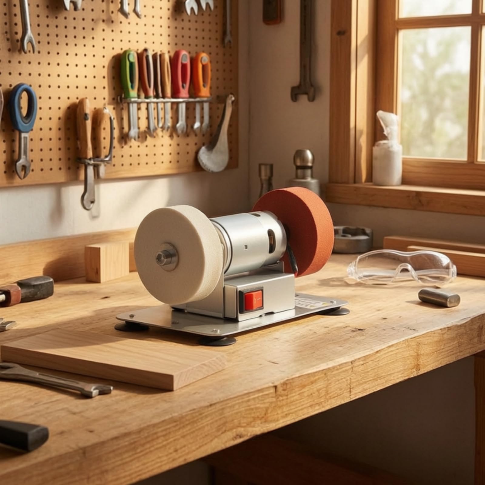 Touret à Meuler Table Outillage, Version 5 Modèle En Métal Avec Double Meule