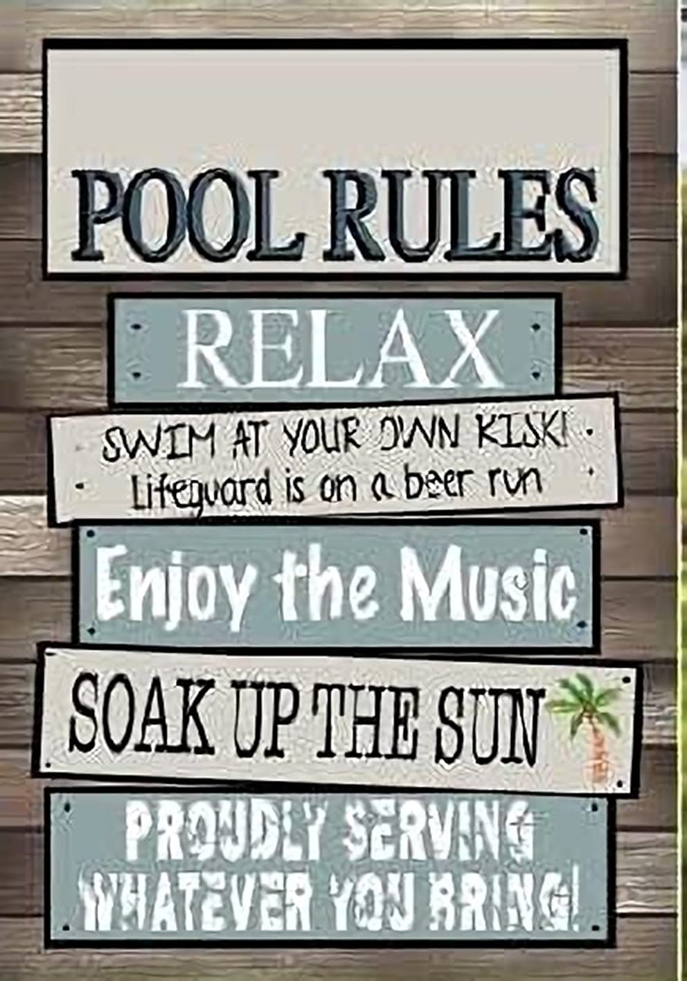Lawenp Outdoor Pool Rule Flag Poster Vintage Wall Decor Bar Decor Aluminum Sign for Home Kitchen Bar Funny Sarcastic Metal 8 x 12 Inches Tin Sign
