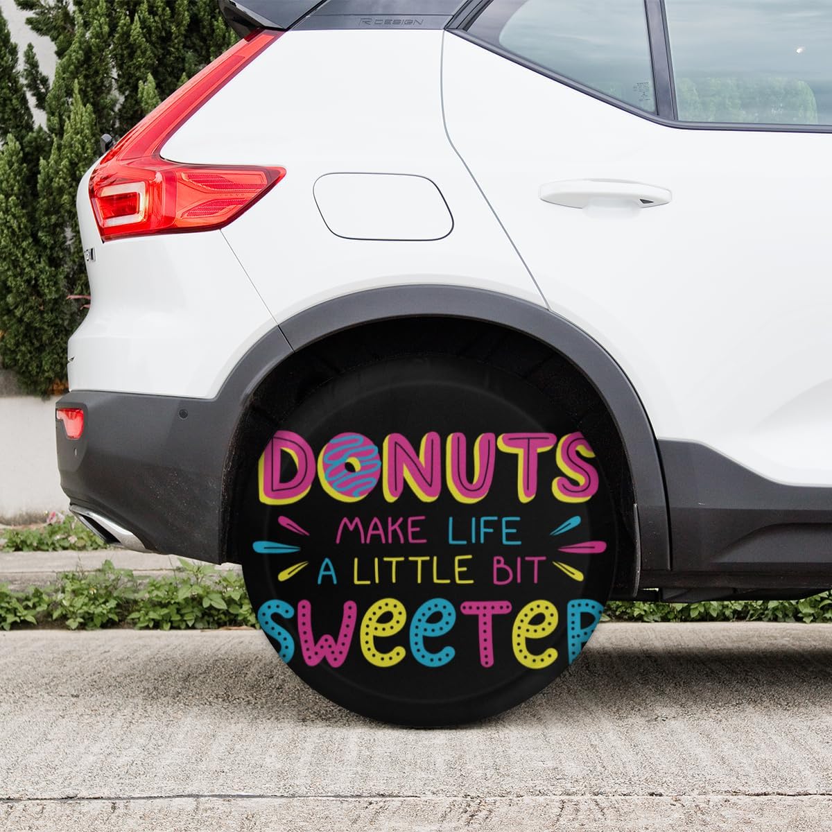 QsirBC Donut Sweet Tire Covers Portable Spare Tire Cover Soft Durable Waterproof Dustproof 3 Sizes 14 15 16 Inches for Car Truck SUV Trailer Camper