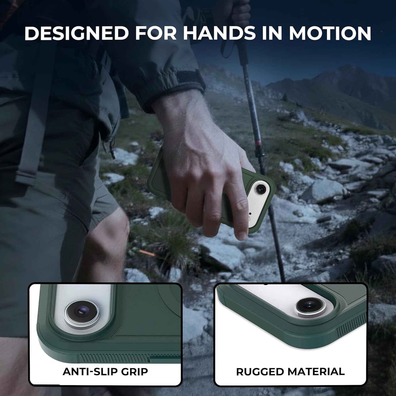 LOOXER® iPhone 17 Air Defender Case with Green Phone Strap Lanyard Bundle – Rugged Heavy Duty Shockproof Protective Cover with Adjustable Crossbody Neck Strap