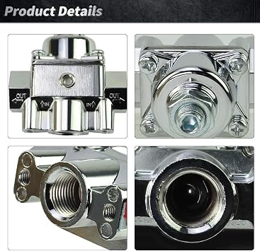 12-804 Adjustable Fuel Pressure Regulator With Gauge | Compatible With Holley and Edelbrock Carburetors 1-4 PSI 3/8 NPT 1 In 2 Out Zinc Alloy Replaces 12804