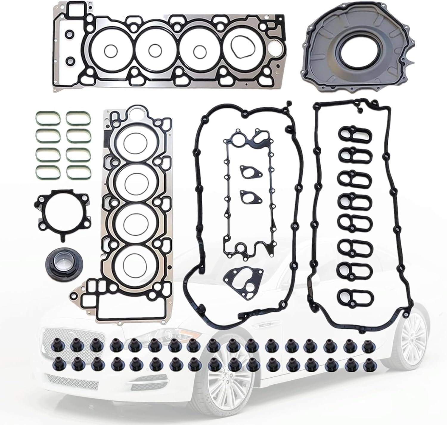 SecosAutoparts Engine Cylinder Head Gasket Set Compatible with Jaguar XJ XF XFR XFR-S 2010-2016 Compatible with Land Rover LR4 Range Rover 5.0L V8 2010-2020#AJ133 LR105293 LR105294 AJ813952