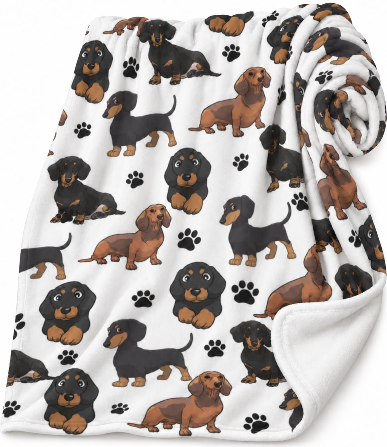 Chickwin Kuscheldecke Flauschig Decke 100x150 cm Flanell Fleecedecke Dackel, Wohndecke Fluffy Blanket Weich und Warme als Sofadecke Couchdecke Tagesdecke