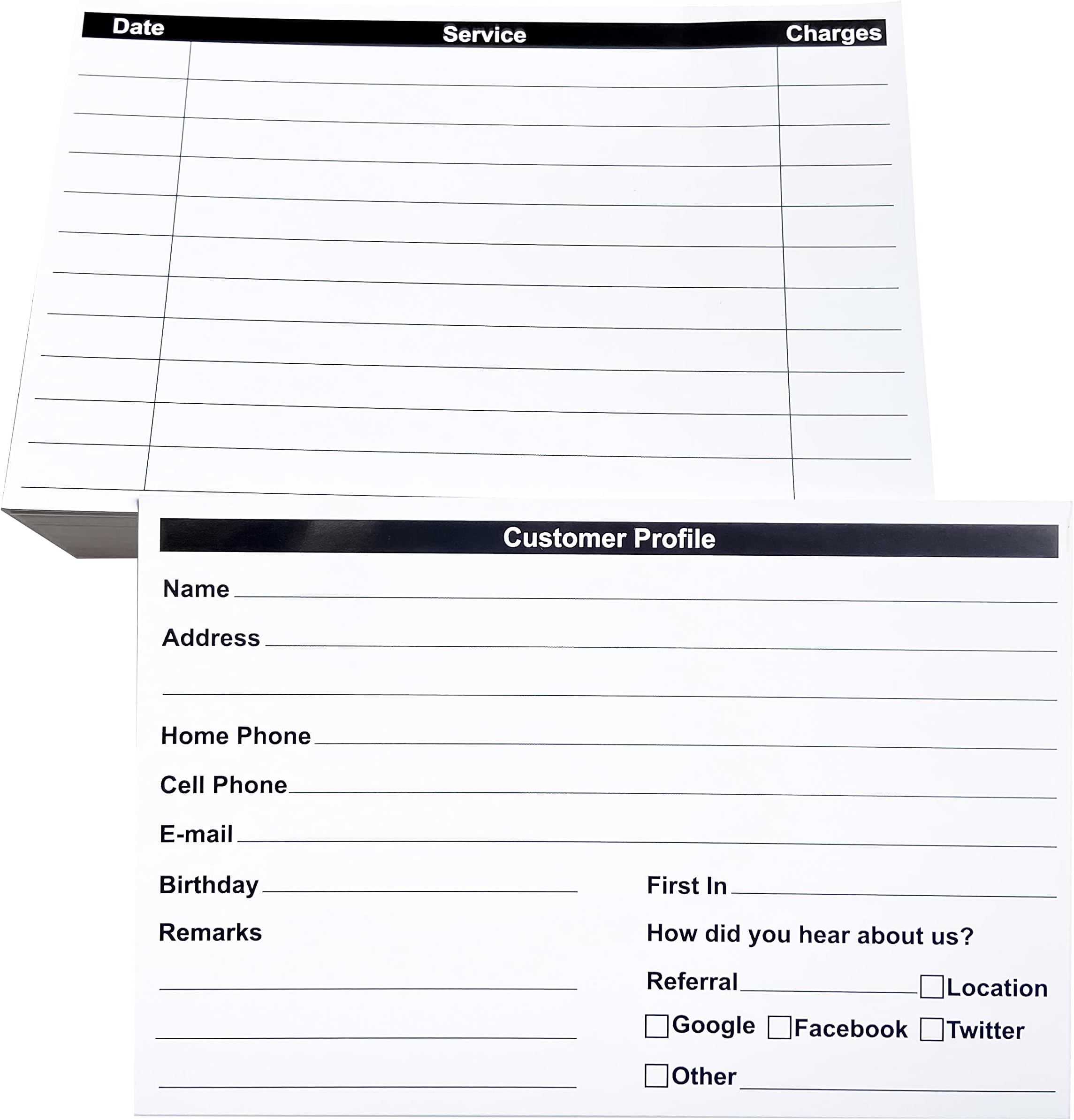 RXBC2011 Customer Profile Card Client Profile Cards for Businesses and Stores (6 x 4 Inches White Pack of 100)