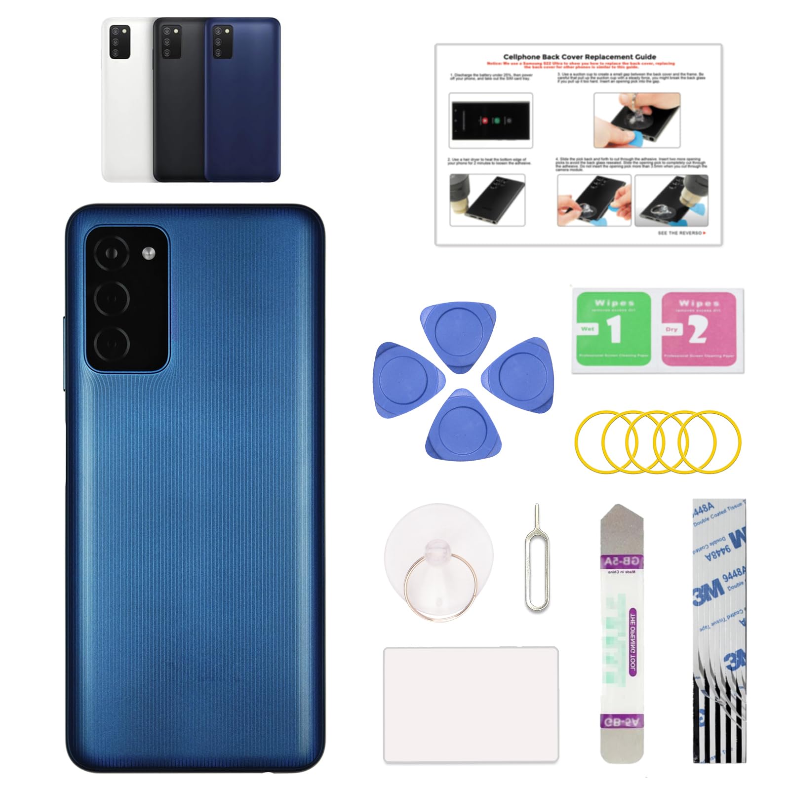 GREEN FUSION Compatible with Galaxy A03s Back Cover Replacement, A03s SM-A037 Back Housing Door with Pre-Installed Camera Lens, Repair Tools &