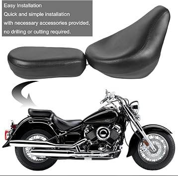 2-up Seat Driver & Passenger Seat For YAMAHA V-STAR XVS 650 XVS400 | Front & Rear Cushion Seat Black Diamond 1998-2015