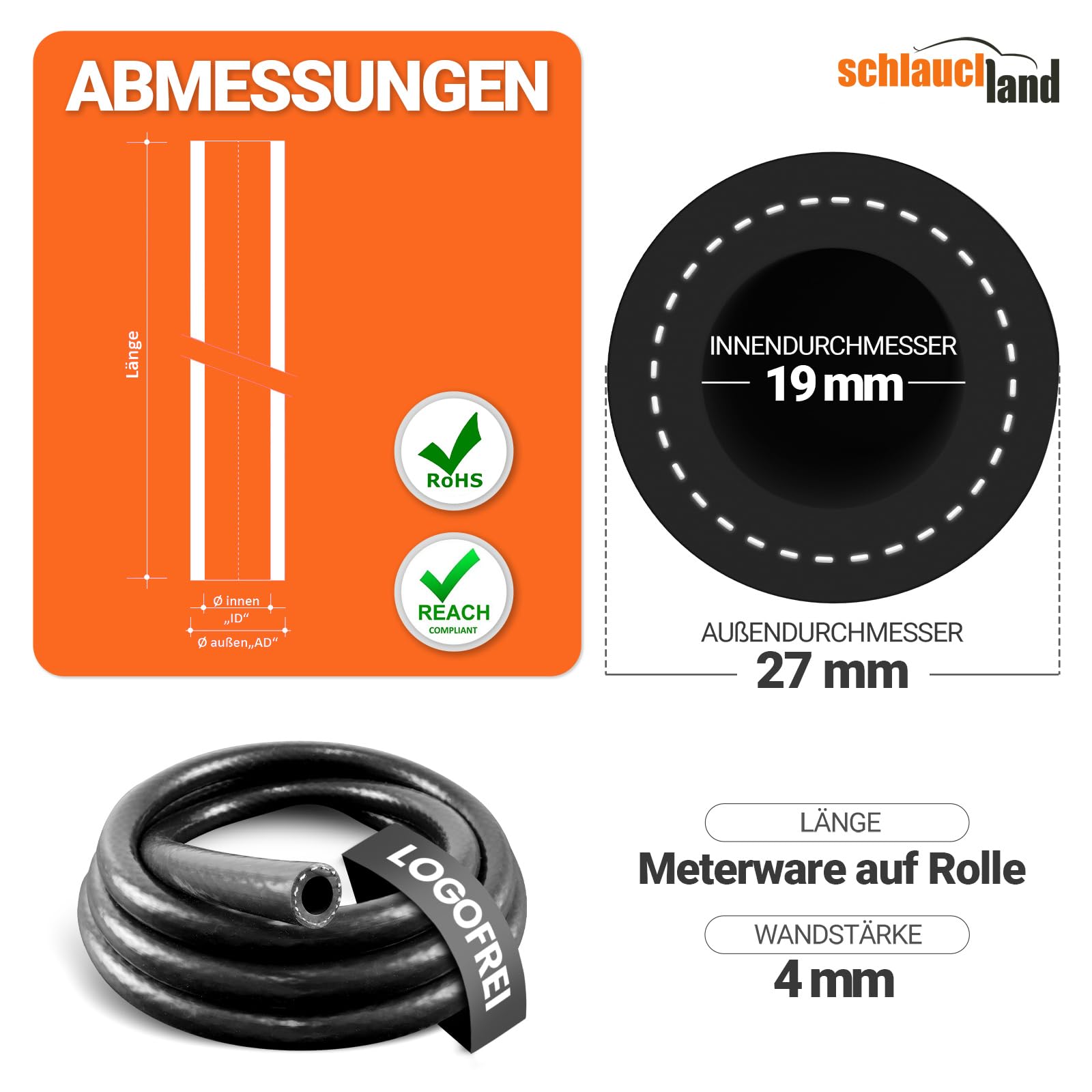 1m Silikonschlauch VARIO ID-Ø 19mm schwarz 200°C | GROSSE AUSWAHL | Unterdruckschlauch Vakuum Druck Schlauch Kühlwasserschlauch Kühler Kühlmittel Druckluft Silikon Gewebe Gummi flexibel| PREMIUM
