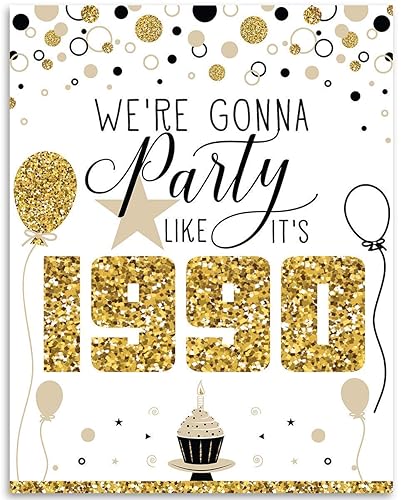 Miniatura 1 de We're Gonna Party Like It's 1990 Print - Great for Birthday Decor, Photo Booth Props, Birthday Banner Poster, Gift for Birthday, Anniversary and