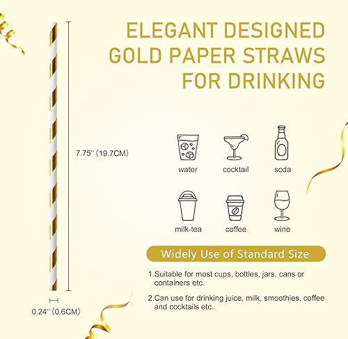 Miniatura 9 de Paquete de 100 pajitas de papel desechables para beber, pajitas biodegradables para manualidades, batidos, licuados, pasteles en cumpleaños,