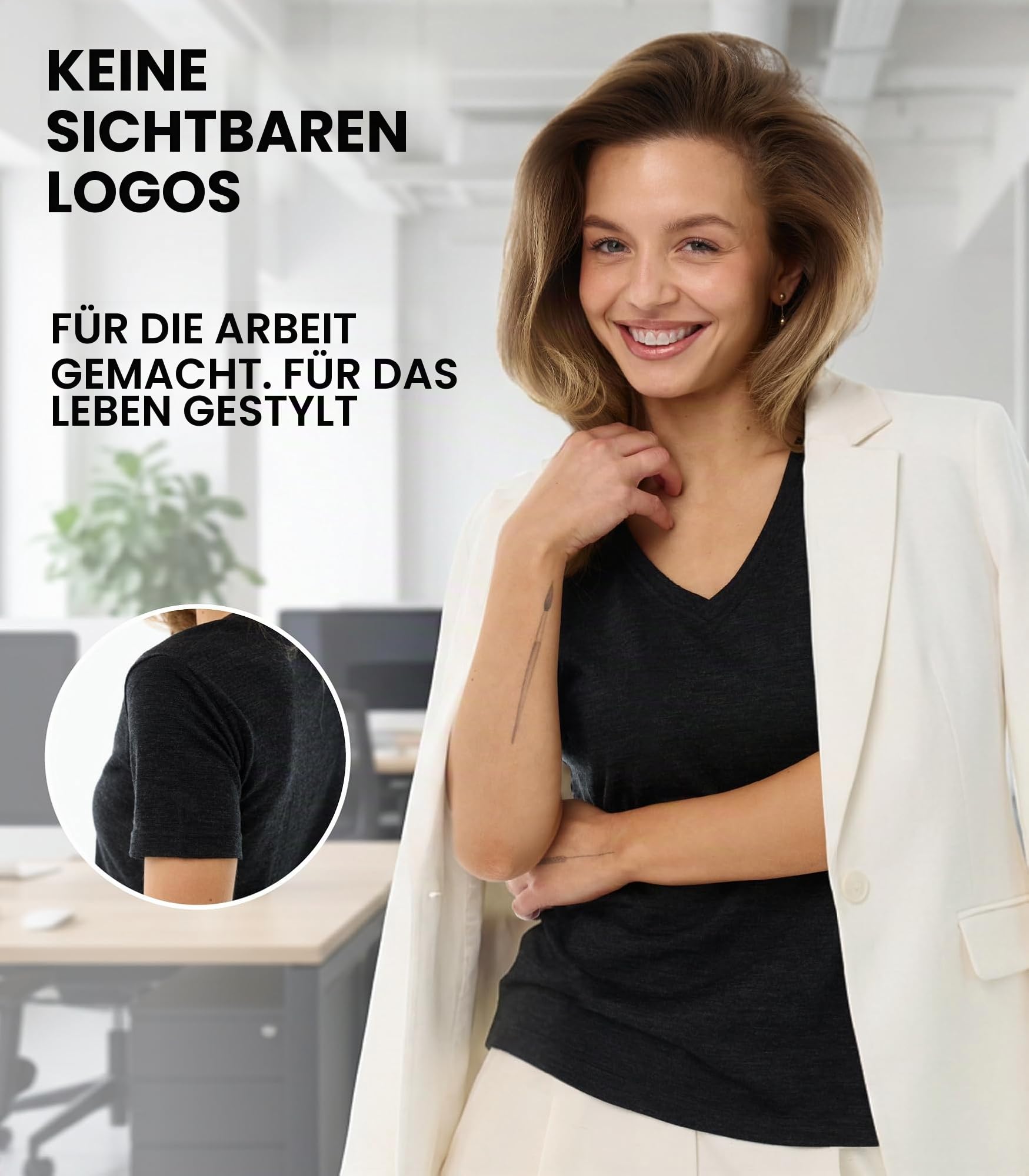 Sport Tshirt Damen (S, Denim Crewneck)
