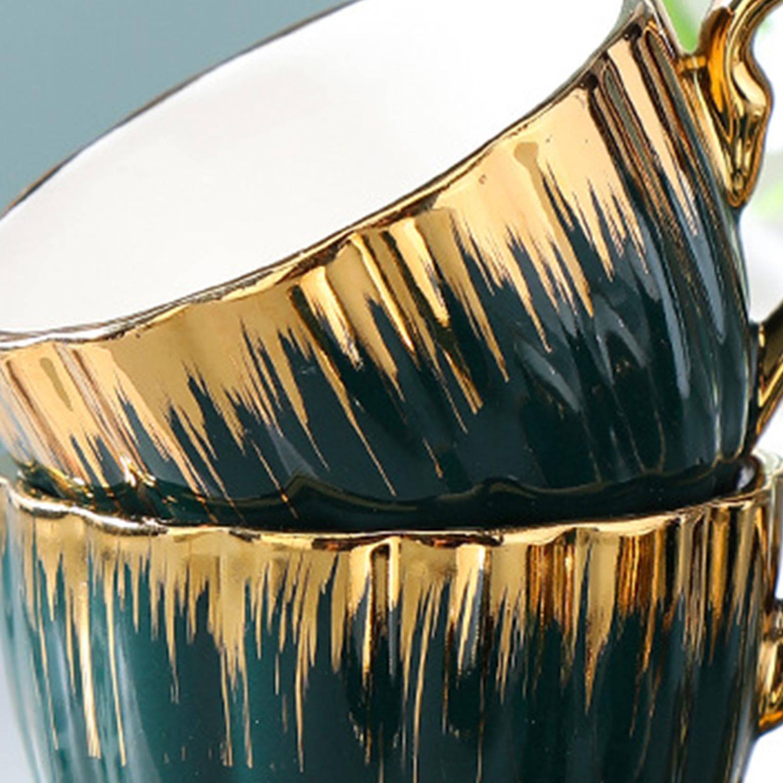 Cappuccino-Tassen mit Untertassen, 6er-Set, Kaffeetasse aus Porzellan mit Goldrand, für doppelten Espresso, Latte, Café Mokka, Tee