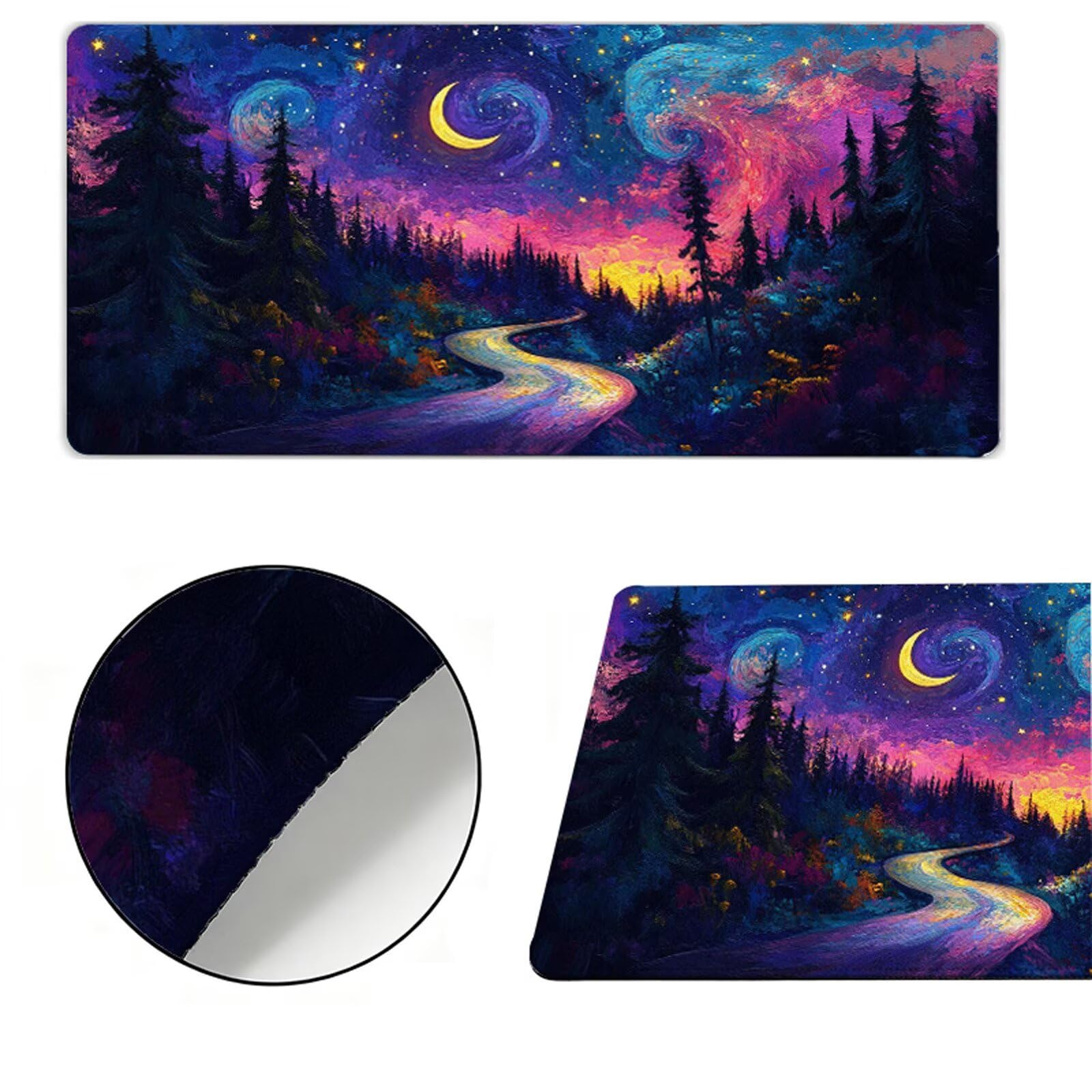 Podkładka pod mysz XXL 1200x600x3mm podkładka pod mysz drzewo podkładka pod mysz księżyc poprawia precyzję i szybkość, wodoodporne antypoślizgowe, szyte krawędzie, akcesoria do gier, komputer, prezent