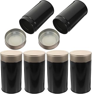 VOSAREA 6pcs Portable Black Metal Tea Canisters 85mm High Vacuum Seal Tea Jars for Loose Storage and Bag Organization