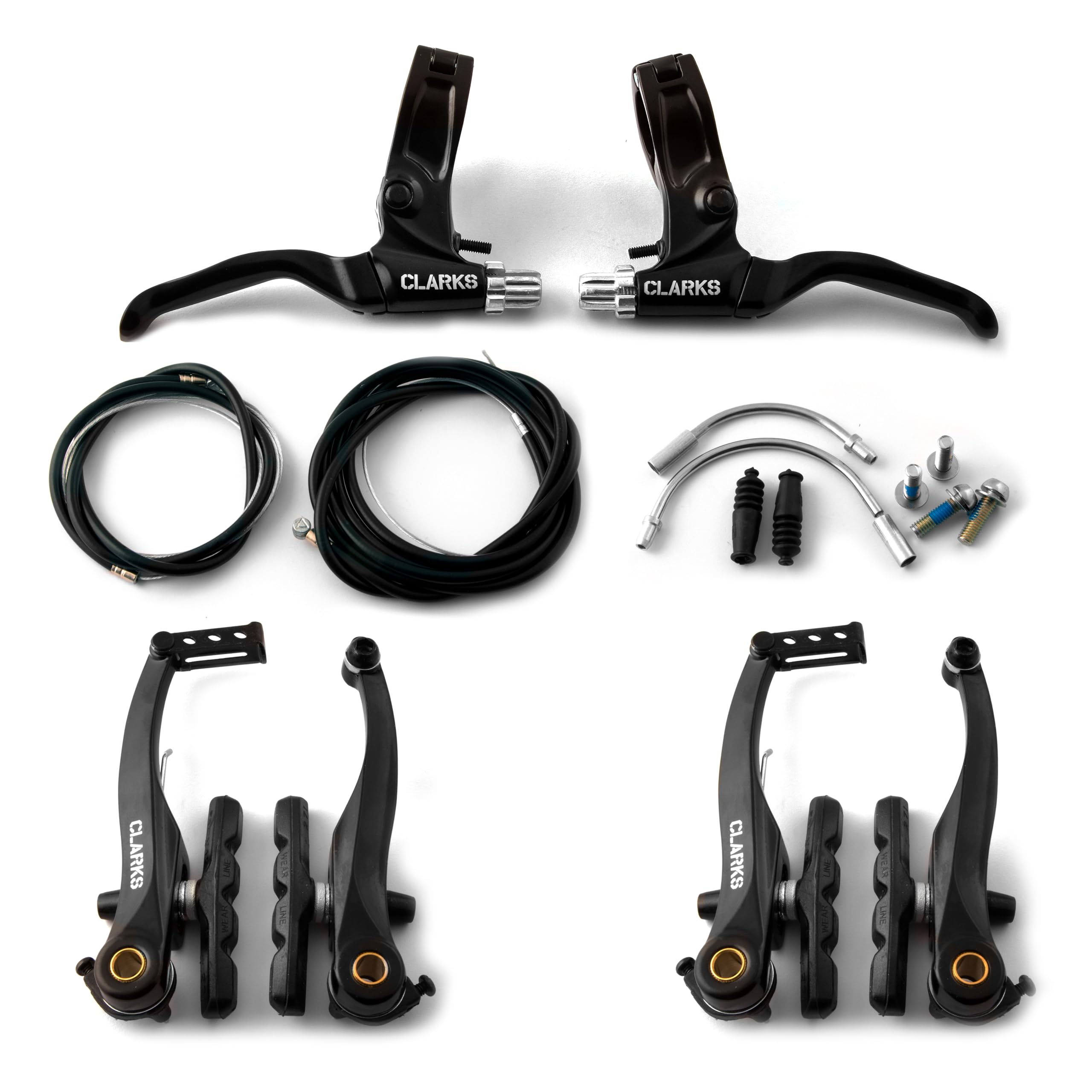 Clarks V-Brakeset F&R in Black inc. Cables, Steel Guide Pipes & Boots