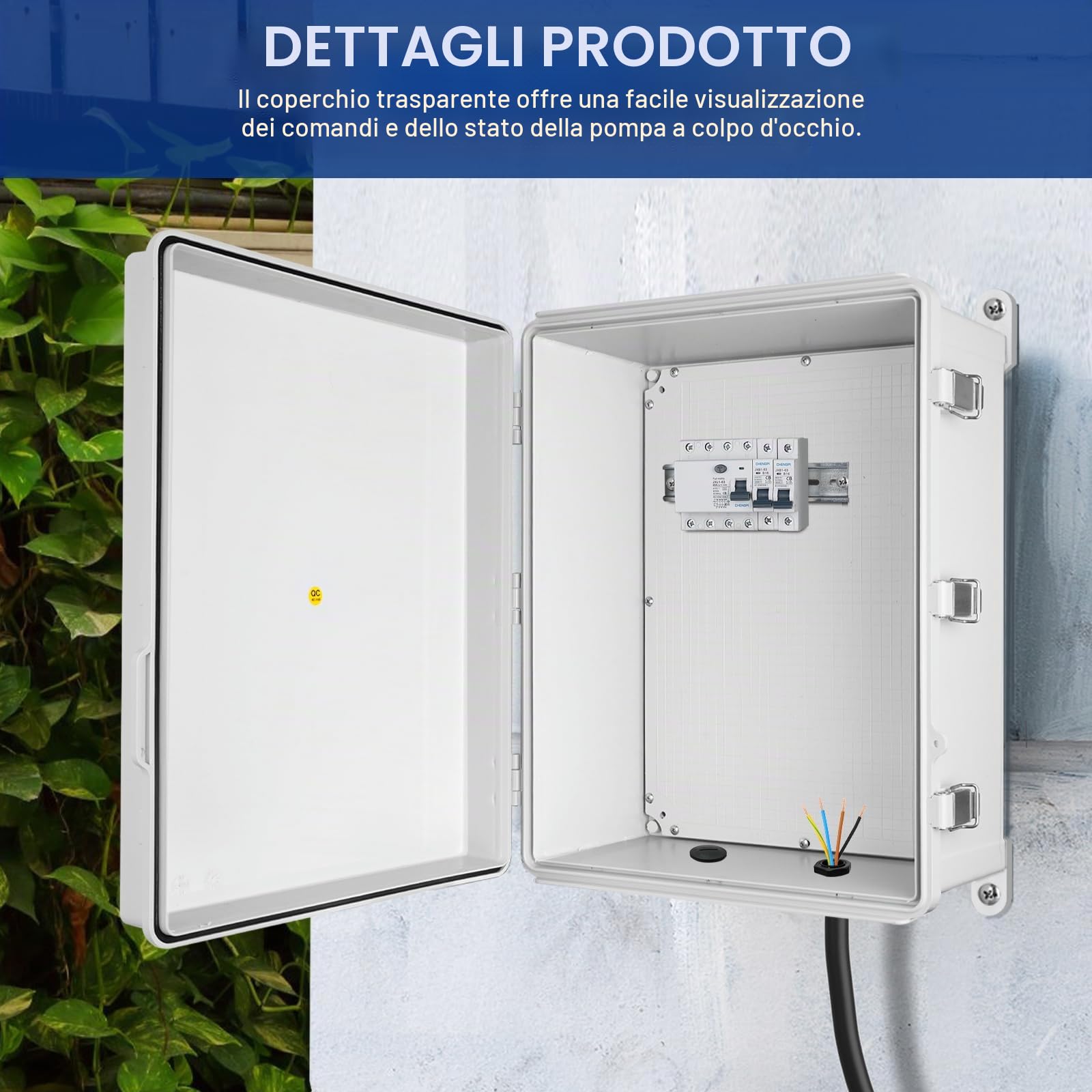Scatola Elettrica da Esterno,Armadio Elettrico Da Esterno,IP66 Scatola Derivazione Esterna Da Parete, Alloggiamento in Plastica ABS, Cassetta per Contatore Elettrico 500×600×220MM