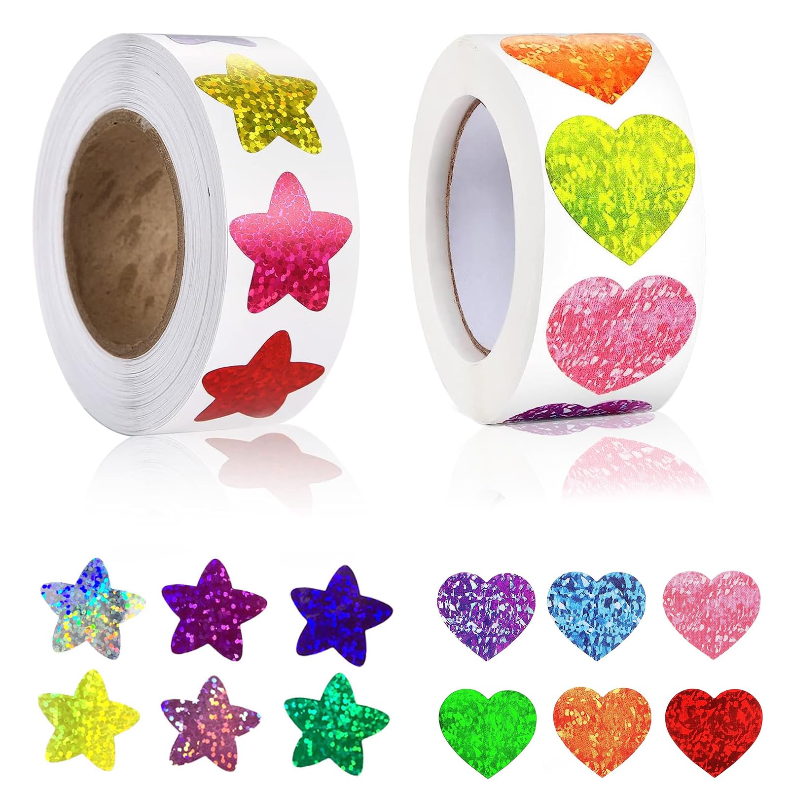 1000 pegatinas de estrellas brillantes y amor, pegatinas de purpurina para recompensas infantiles en la escuela, aulas, autoadhesivas, pegatinas de amor para decoración de fiestas