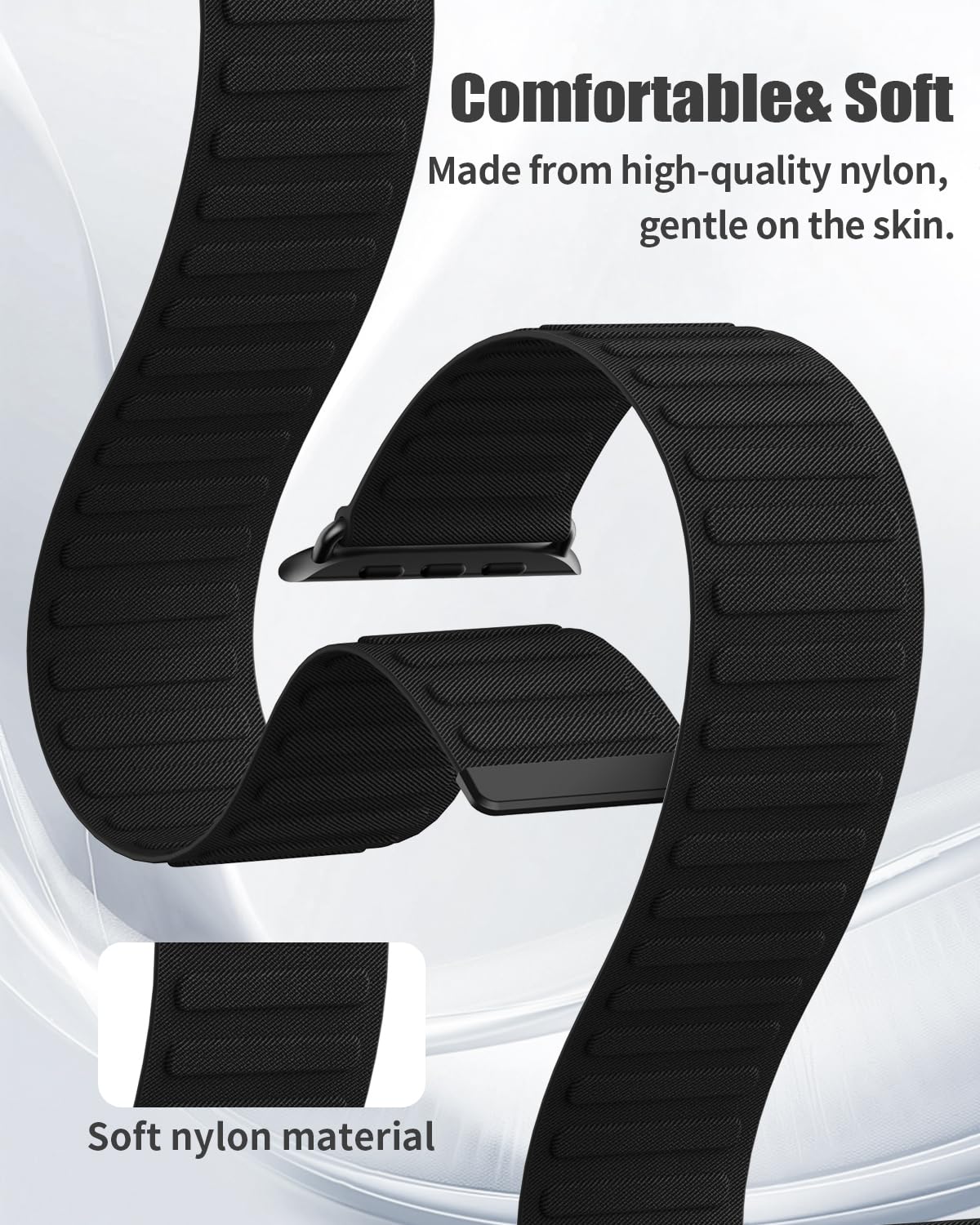 AMSKY Magnetisch Nylon Loop Kompatibel mit Apple Watch Armband 44mm 46mm 40mm 42mm 49mm 45mm 41mm 38mm, Weiche Sport Band mit Magnet für iWatch Series 11 10 9 8 7 6 5 4, Ultra SE 3 2 1