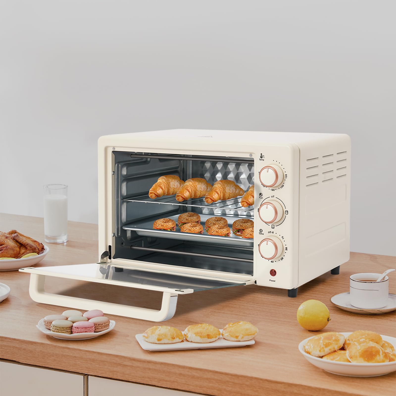 Horno eléctrico 22L minihorno con temperatura ajustable temporizador 60 minutos aire caliente versátil
