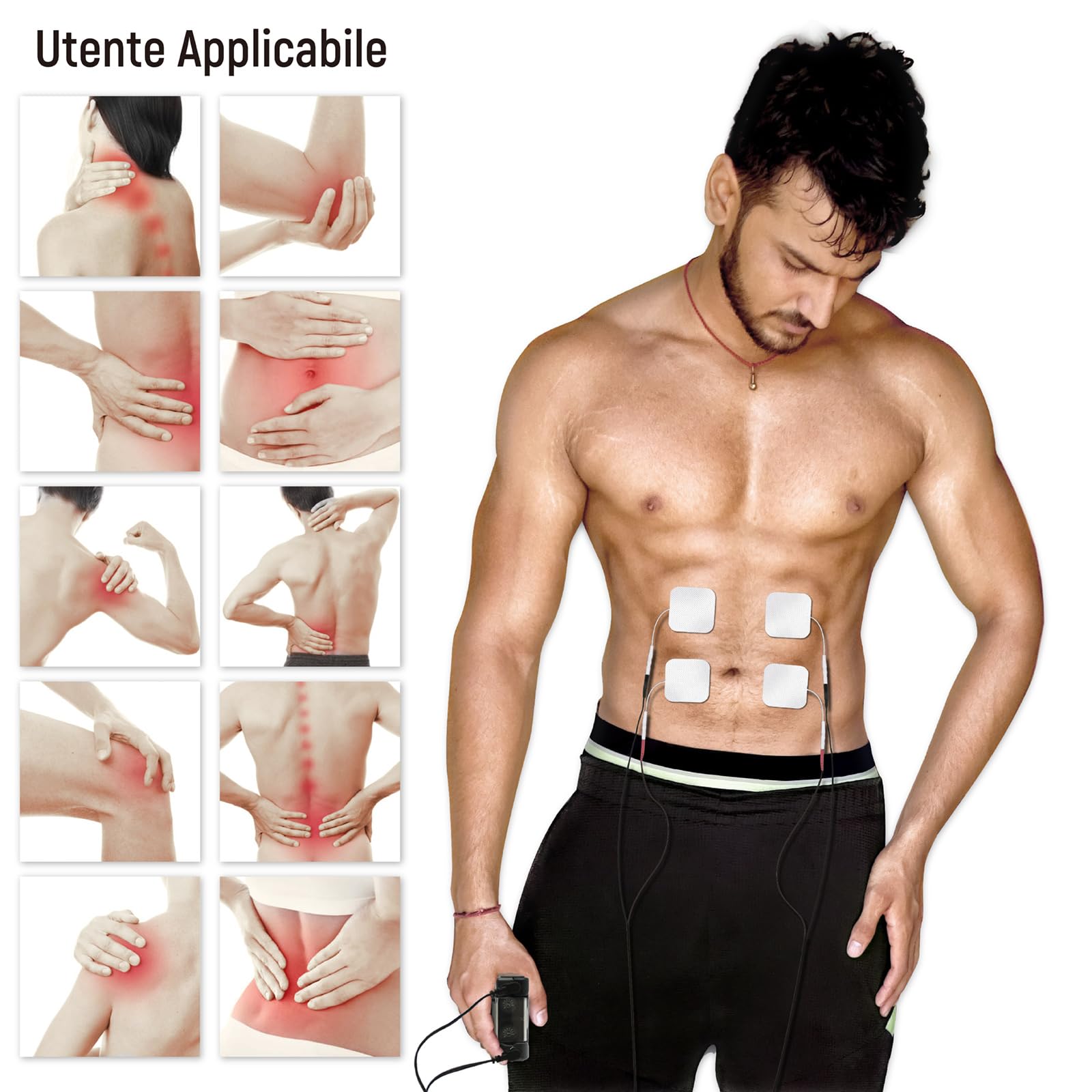 iStim EV-805 TENS EMS 4 Canali – Stimolatore Muscolare e Nervoso, Sollievo Dolore Cronico e Acuto, Terapia per Schiena, Cervicale, Articolazioni, Sciatica e Corpo – Include 16 Elettrodi Riutilizzabili