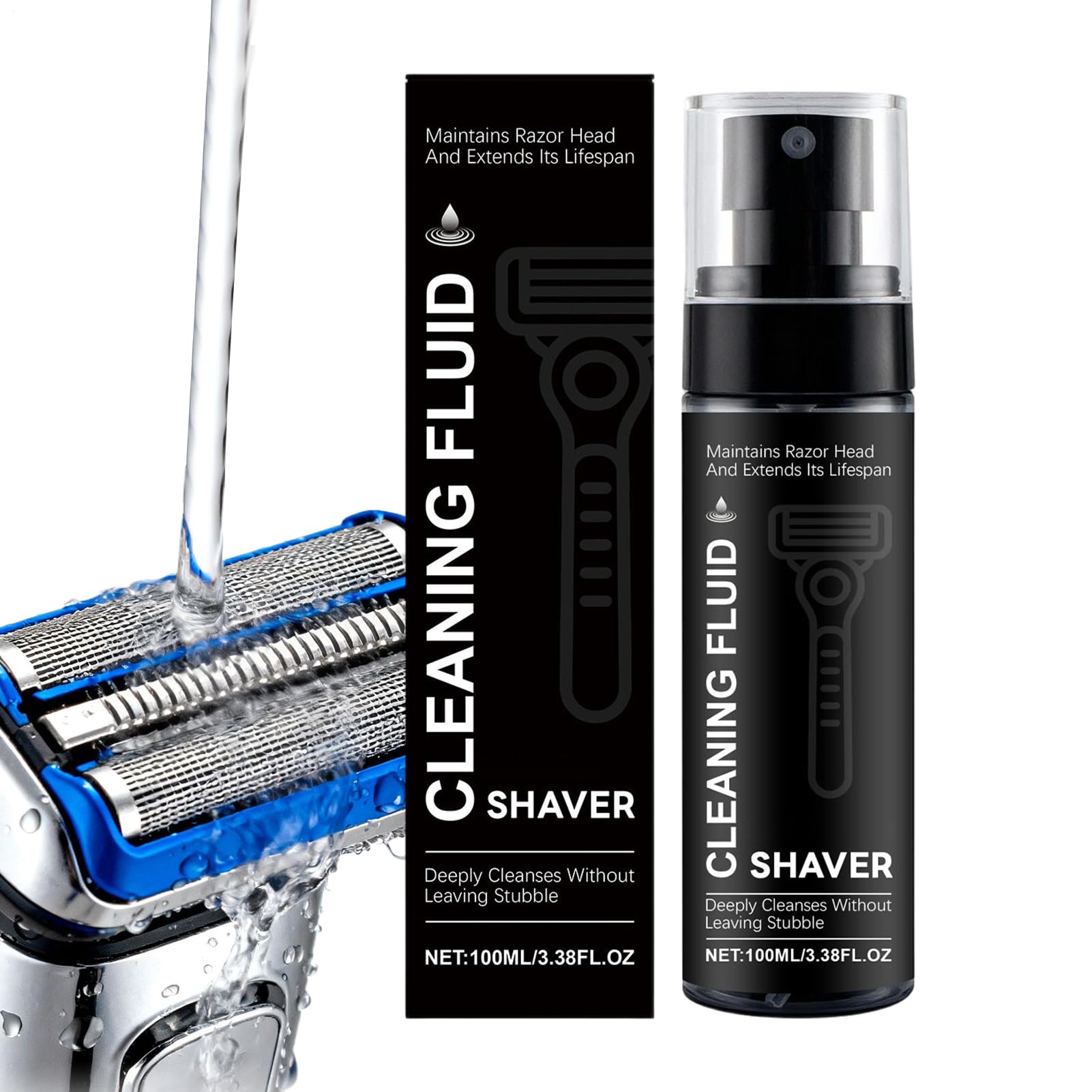 Electric Razor Cleaner Spray, 100ml Stain Removal Solution, Medium Size Beard Trimmer Maintenance With Lubricating Formula, Cleaning With Compact Design, Non Corrosive Bottle Construction