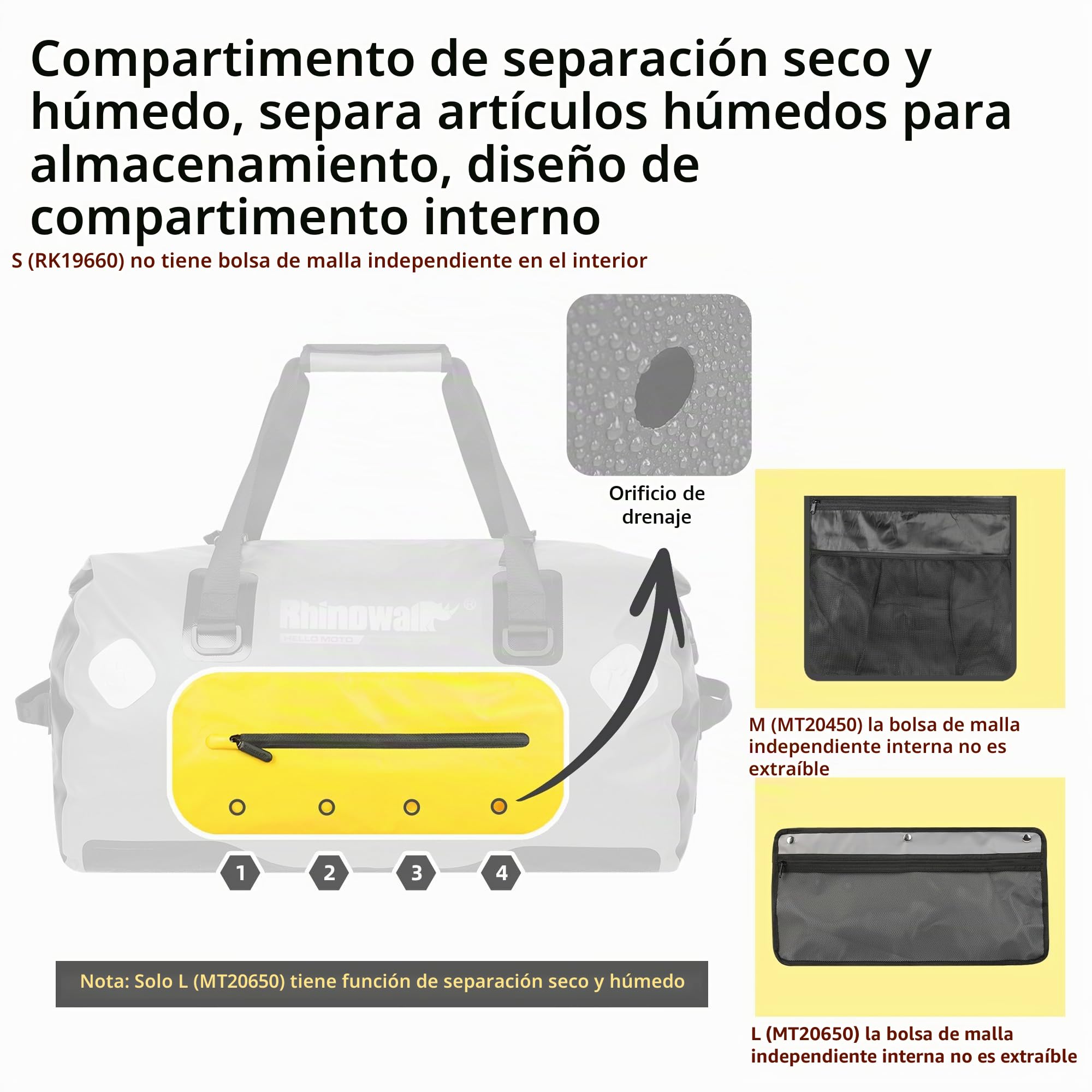 Rhinowalk Bolsa de viaje impermeable para moto, equipaje de viaje, bolsa de asiento de moto, bolsa para el maletero del coche, para camping, canotaje, bicicleta, 65 l, color negro