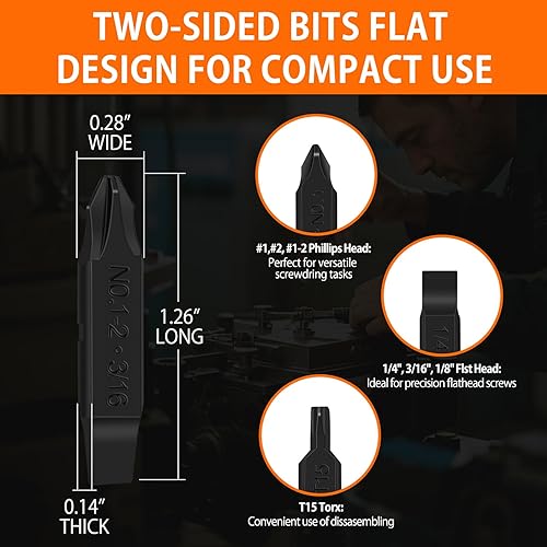 Miniatura 5 de NexTool Paquete de 10 puntas de repuesto de doble punta para multiherramienta Leatherman, acero S2 duradero #1, #2 y #1-2 Phillips + cabeza plana