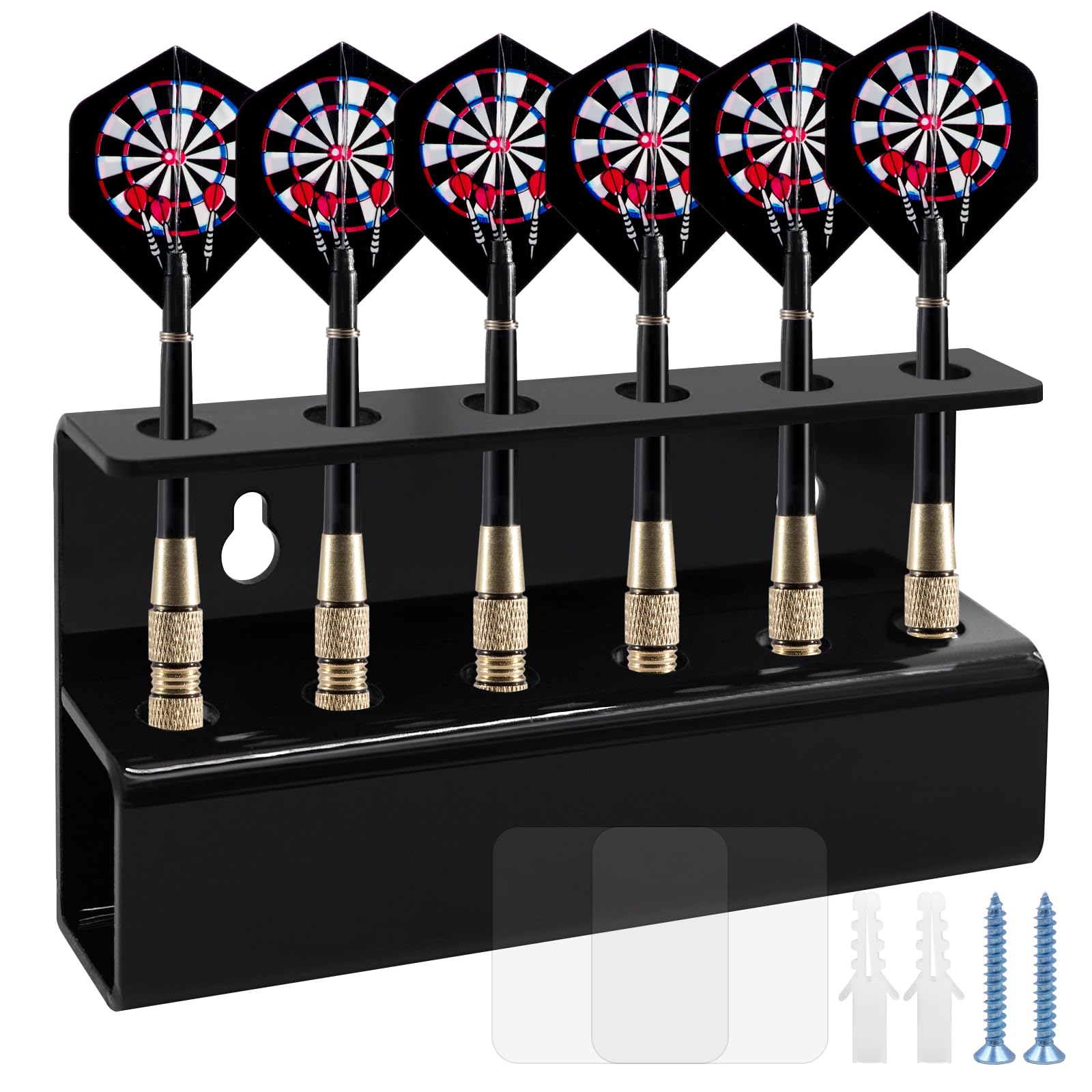 Darts Holder, Dart Holder Wall Mounted, Acrylic Dart Rack for 6 Dart, Self-Adhesive or Screw Fixing, Ideal Darts Accessories for Home Game Room Bar, Durable & Easy to Install