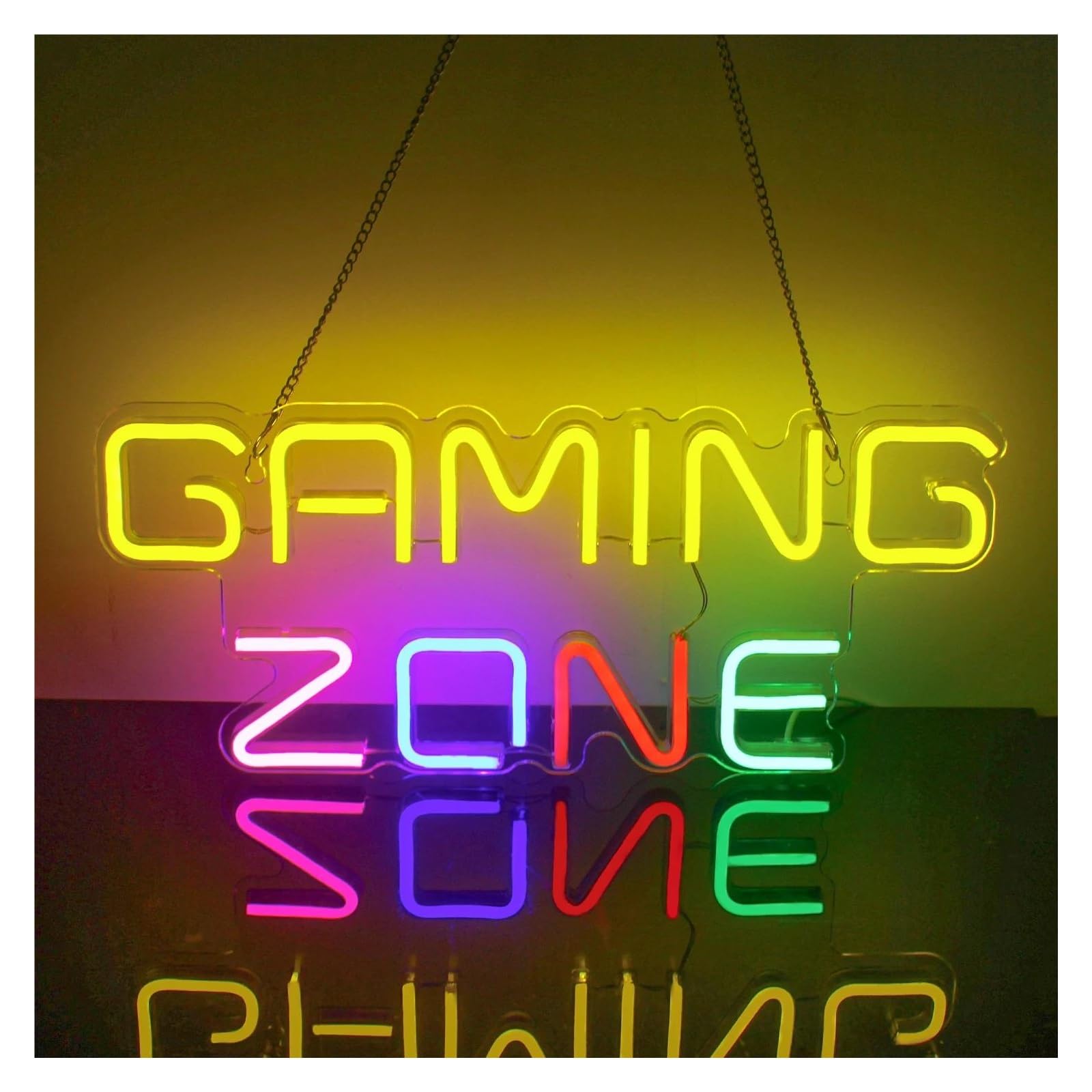 Décor Mural Lumière Enseigne Au Néon Gaming Zone Lettre LED, Décoration Murale USB Pour Salle De Jeux, Fête, Chambre À Coucher, Bar, Lampe Éclairée 40cm×17cm(UNE)