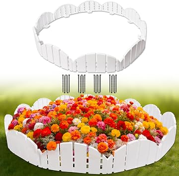 White Garden Edging Flexible Landscape Border with Anchoring Spikes for Lawn Flower Bed Outdoor Decor 30