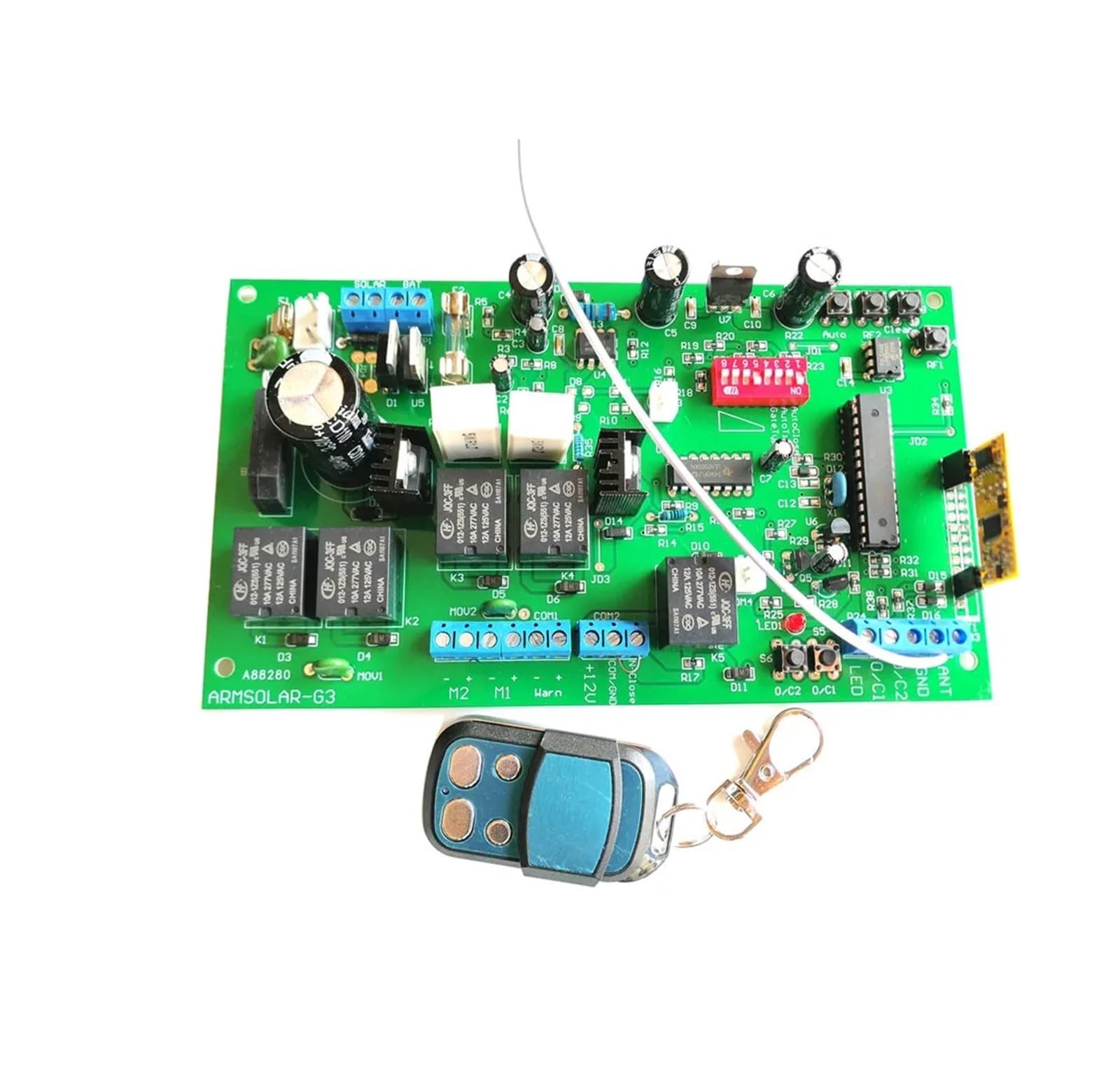 Placa PCB de 150kg y 12V CC for Panel de Control de abridor de puerta abatible automático de dos brazos Avidsen, Motor (control remoto opcional) (Size : With 4 remotes)