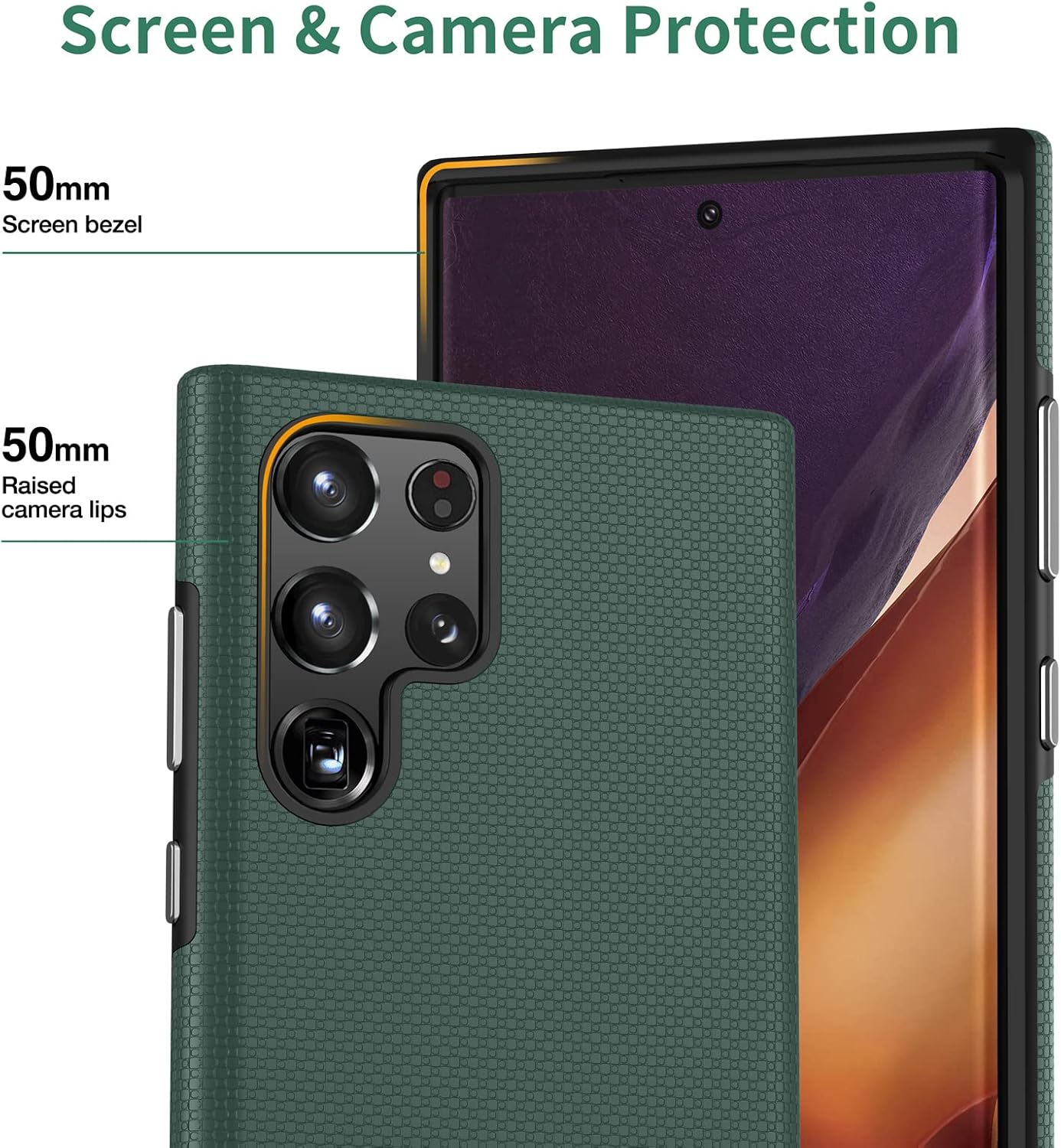 NALLOT Samsung Galaxy S22 Ultra Case, Shockproof Protective Dual-Layer Slim Lightweight Case for Galaxy S22 Ultra (2022 Release) 5G - Forest Green