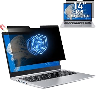 YEAHTU 14 Inch Laptop Privacy Screen Filter for 16:9 Widescreen Display Compatible with HP/Dell/Acer/Asus/Samsung/Lenovo - Magnetic Removable Laptop Privacy Screen 14 inch